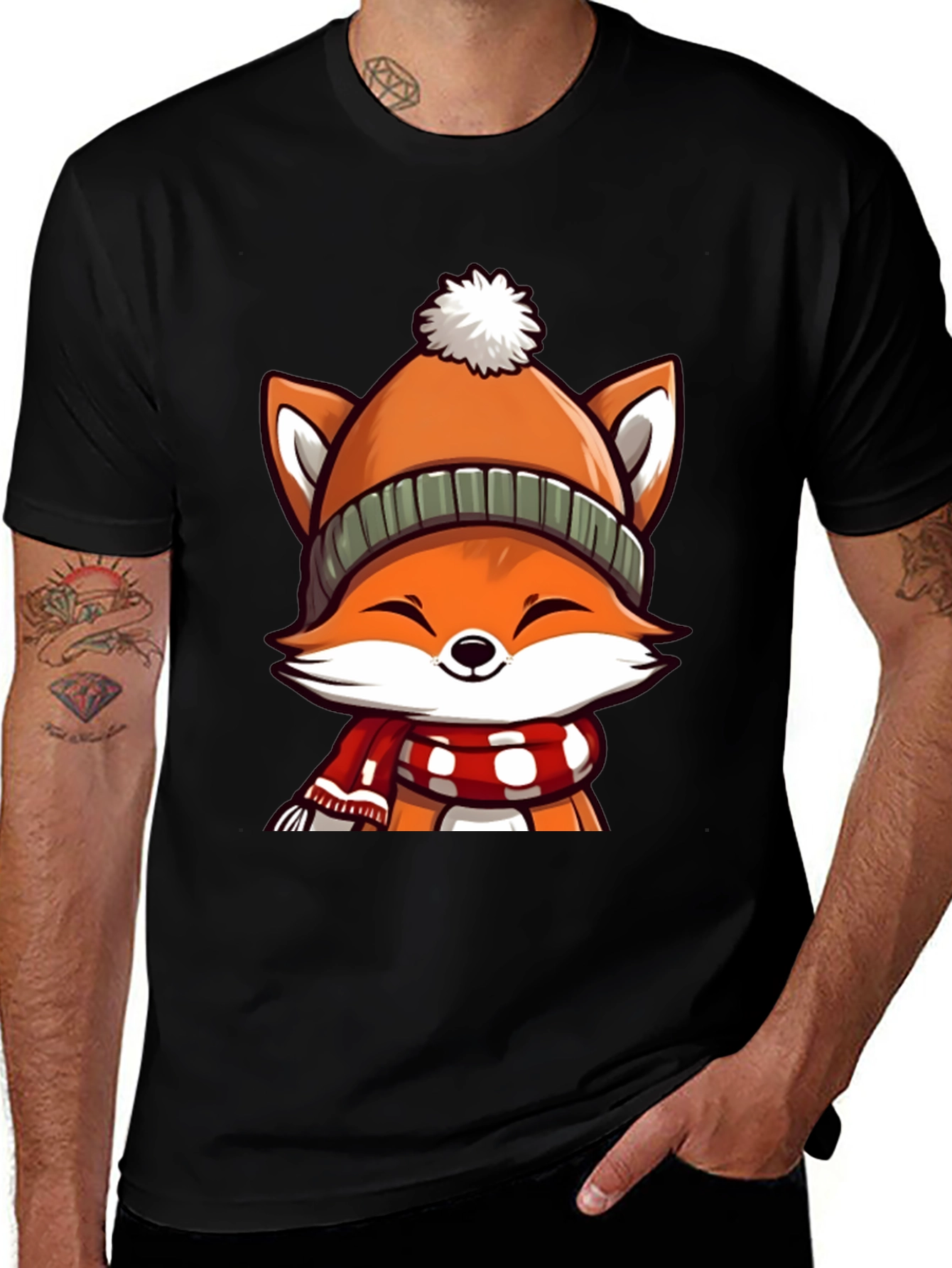 Variant 8 of Winter Fox Graphic Tee - Cute Cartoon Animal Shirt