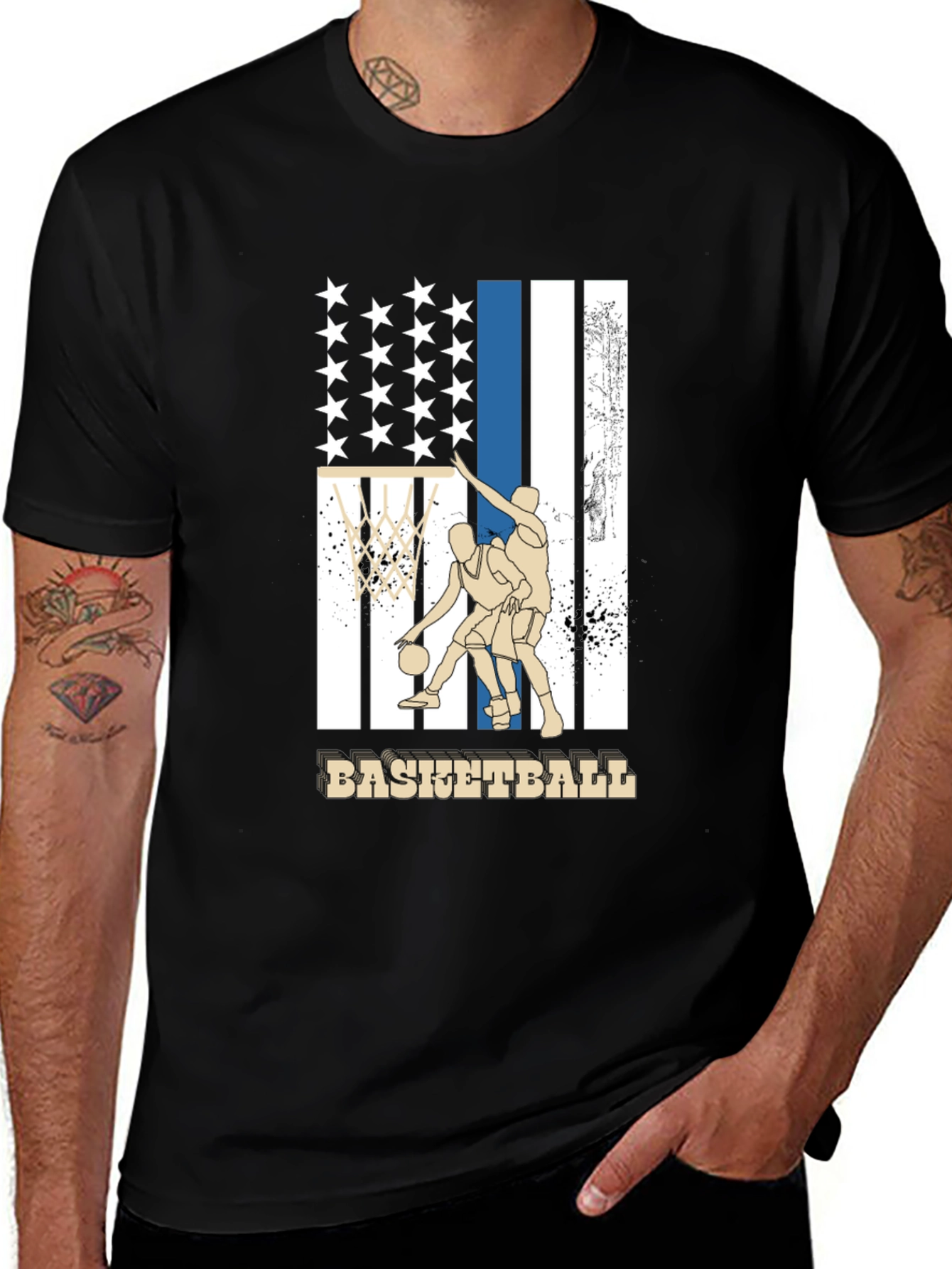 Variant 18 of Basketball USA Flag Graphic T-Shirt