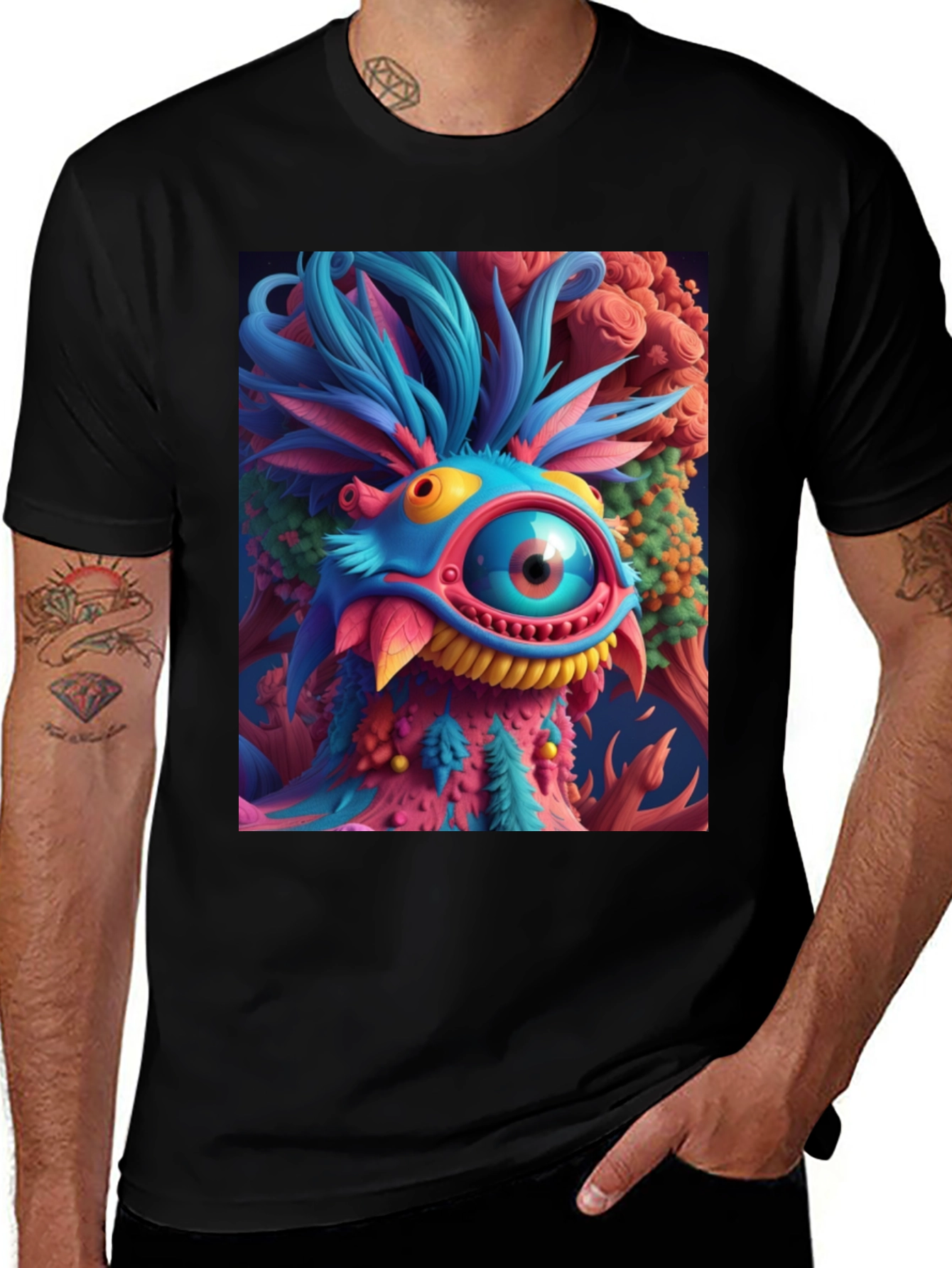 Variant 7 of Funky Monster Graphic Tee - Eye-Catching Design
