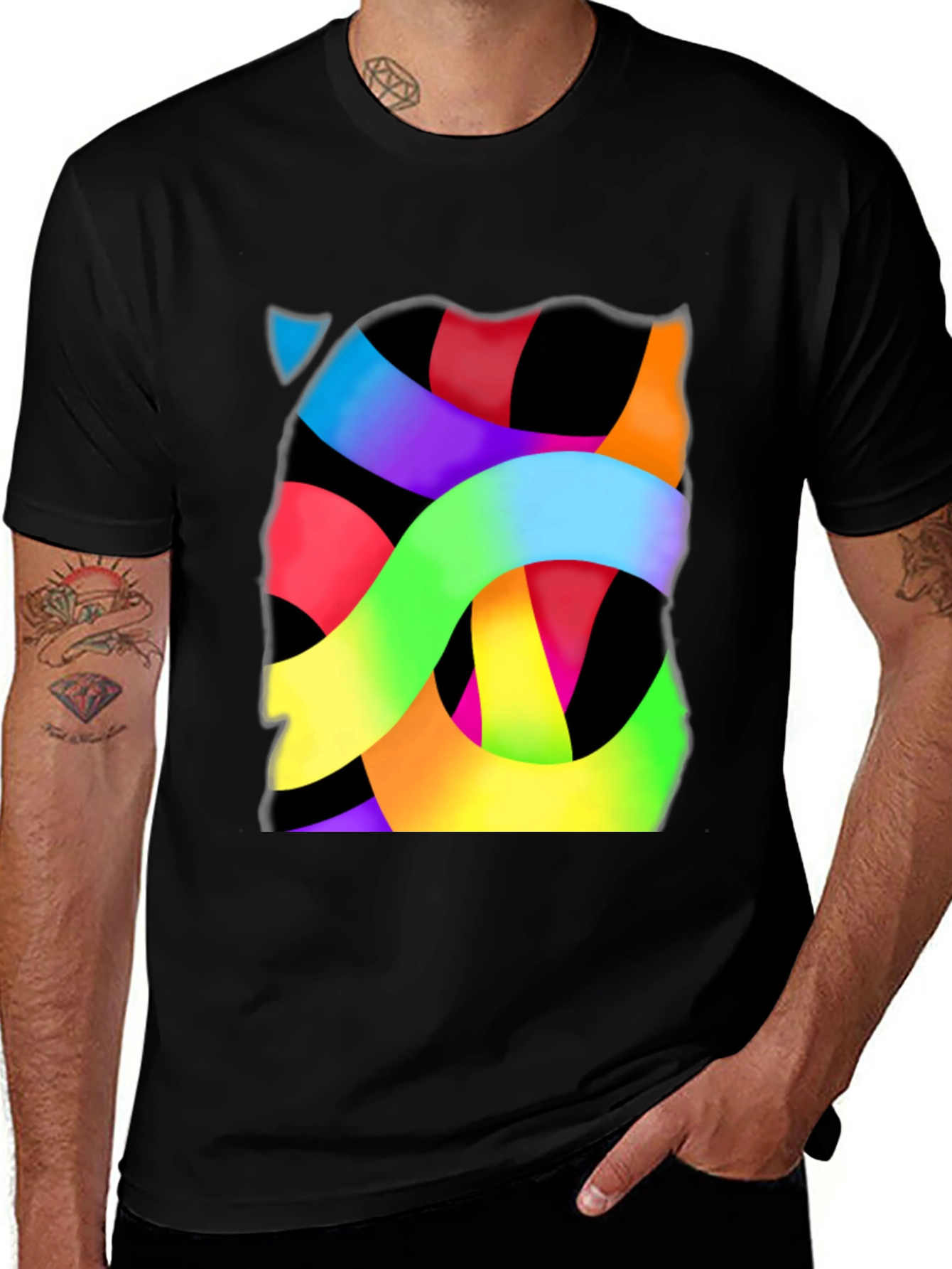 Variant 27 of Abstract Ribbon Graphic Tee - Modern Art T-Shirt
