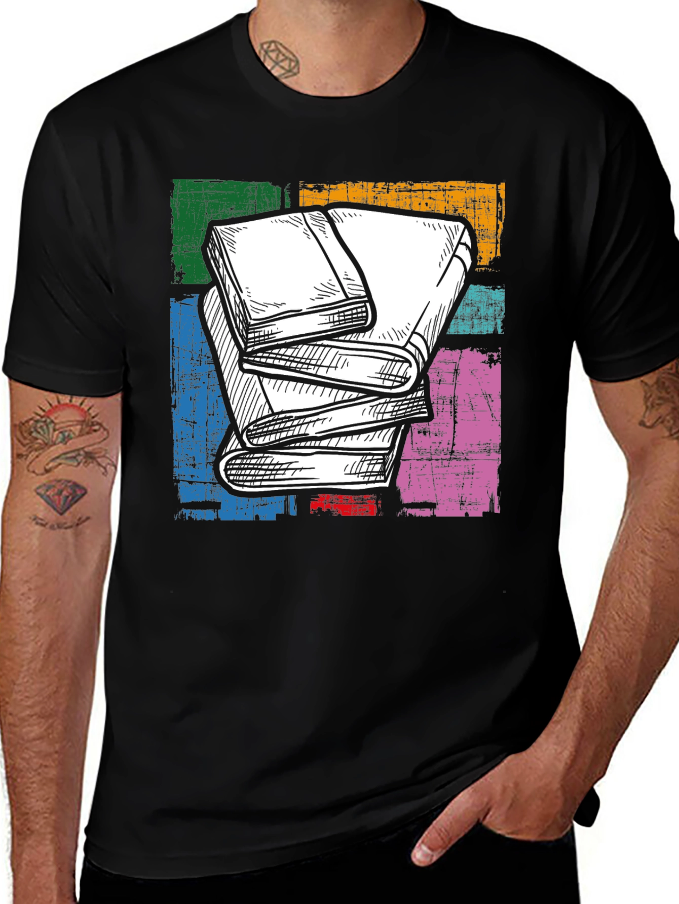 Variant 8 of Book Stack Graphic Tee - Read in Style!