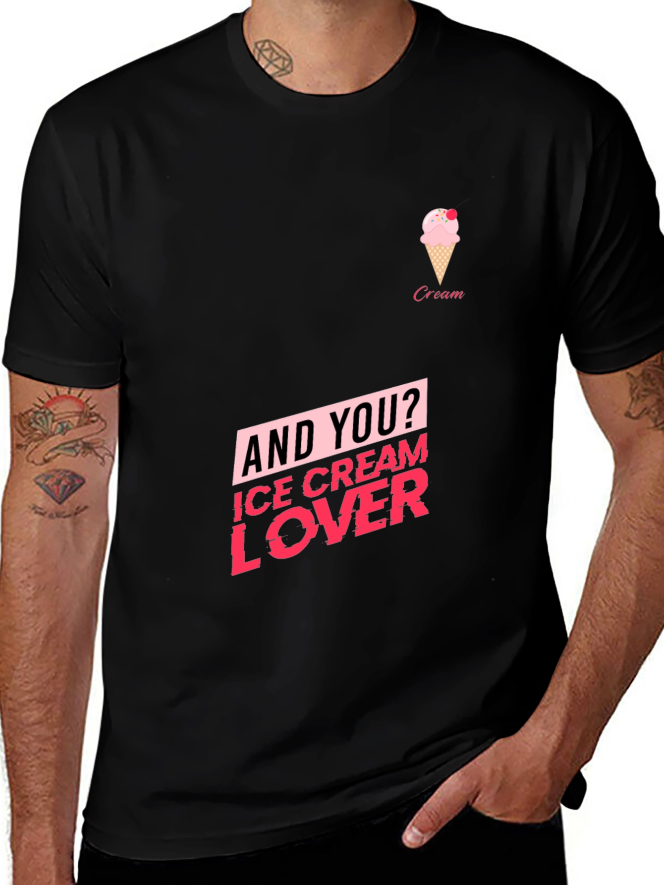 Variant 21 of Ice Cream Lover Black T-Shirt