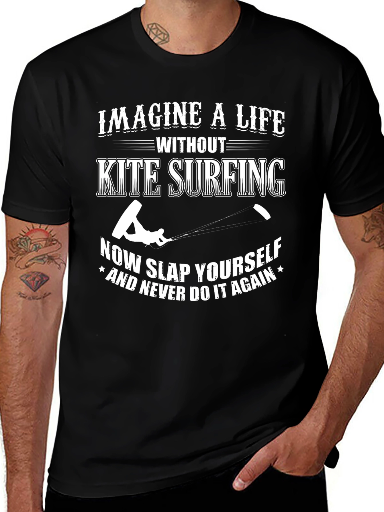 Variant 17 of Kite Surfing Graphic Tee: Slap Yourself!