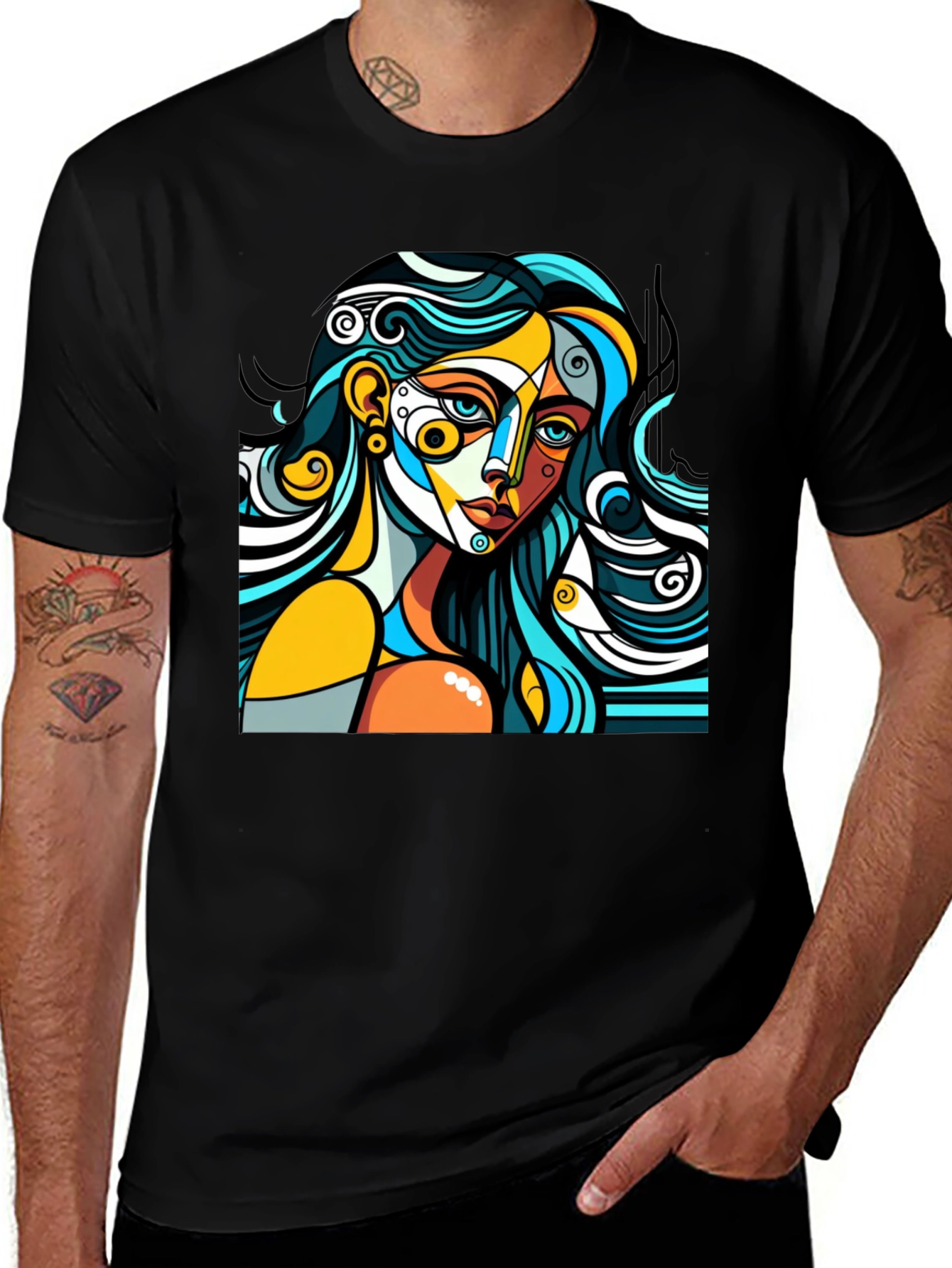 Variant 7 of Abstract Art Woman Graphic Tee - Modern Style