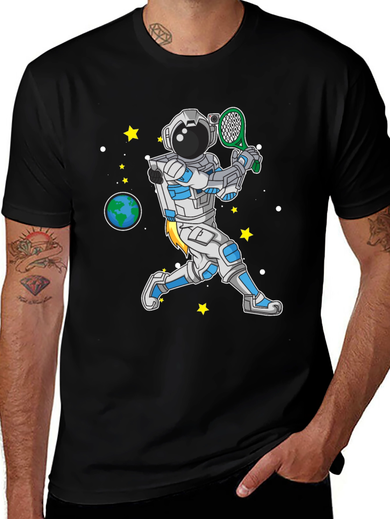 Variant 8 of Astronaut Tennis Player Graphic T-Shirt