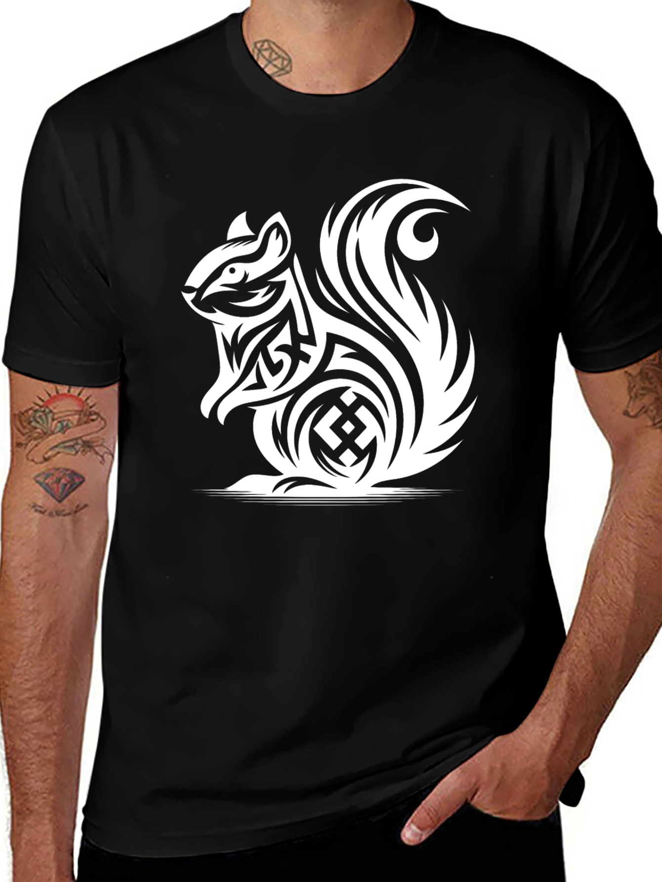 Variant 26 of Tribal Squirrel Black T-Shirt