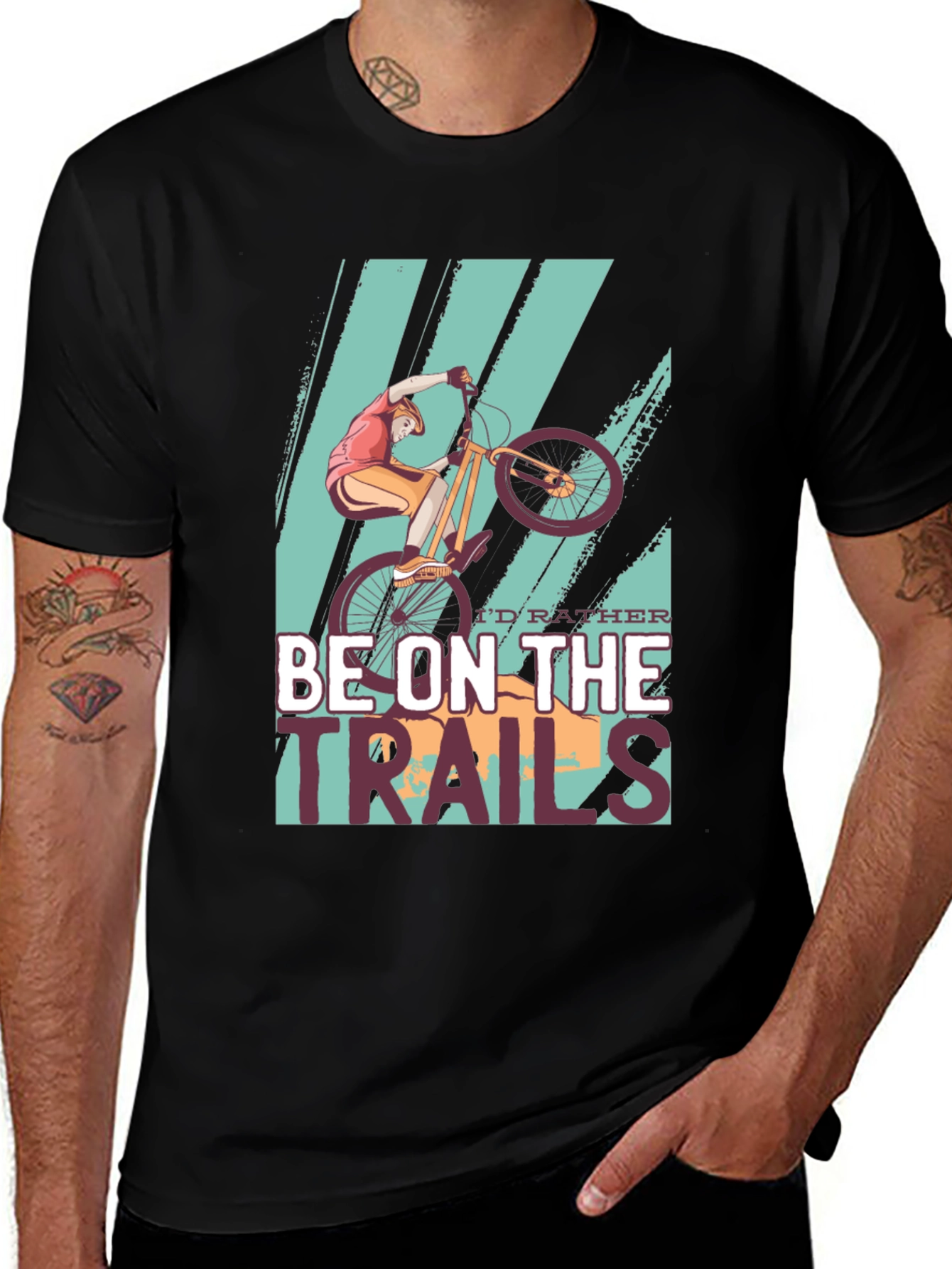 Variant 25 of Mountain Bike Graphic Tee - I'd Rather Be On The Trails