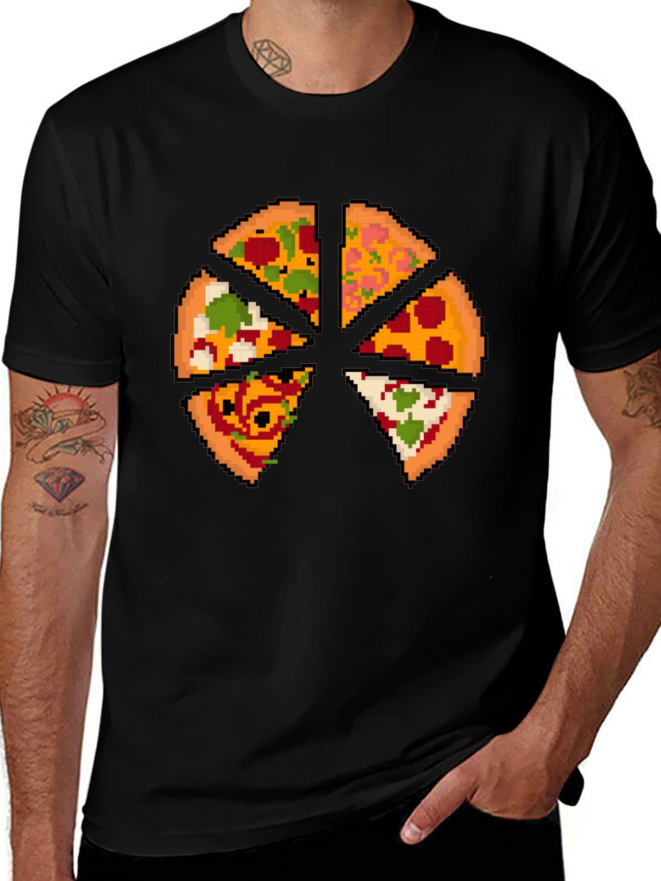 Variant 28 of Pizza Pixel Art Graphic T-Shirt - Black