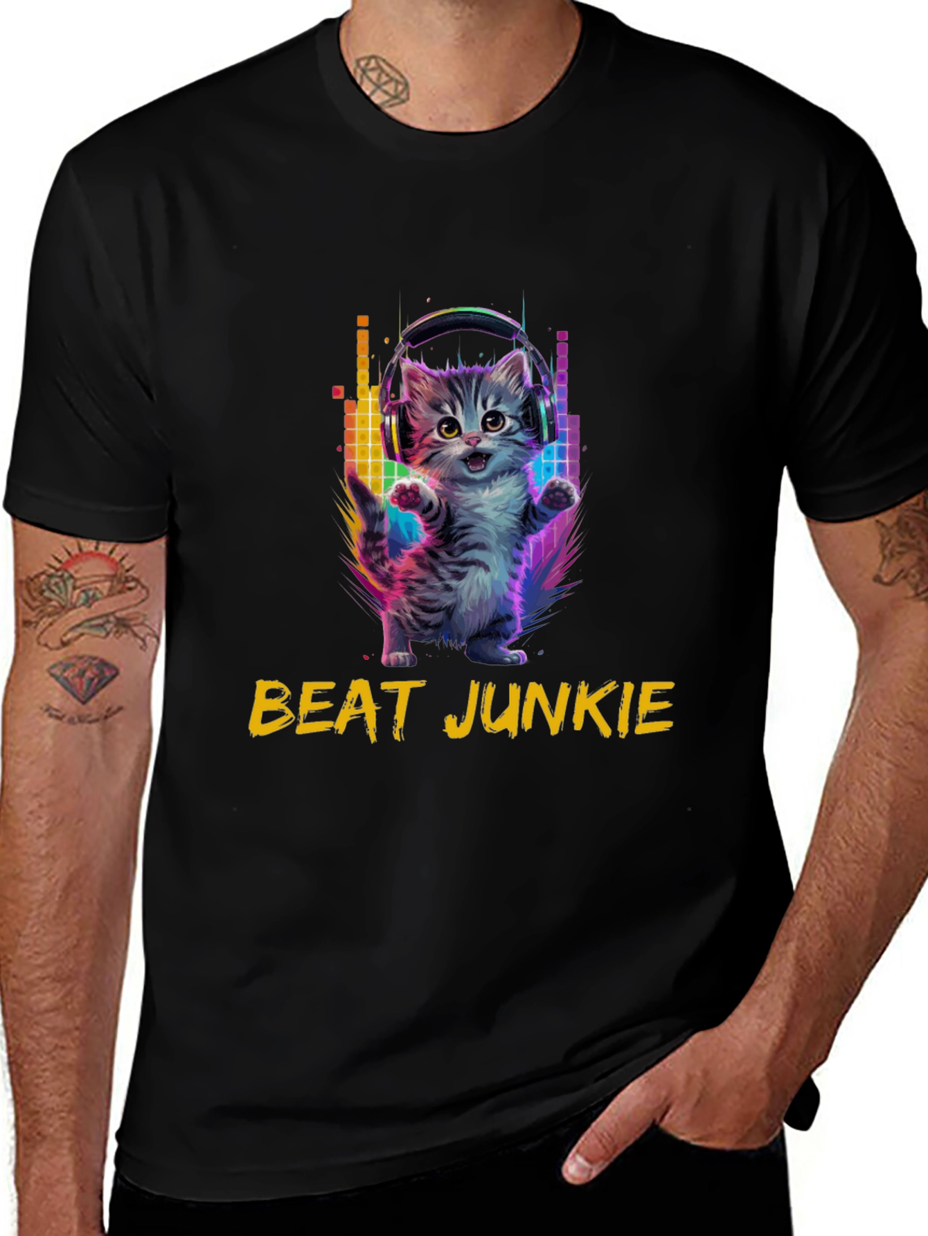 Beat Junkie Kitten T-Shirt - Music Lover Tee