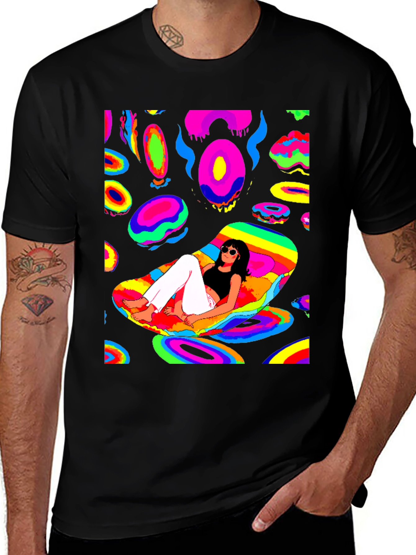 Variant 6 of Psychedelic T-Shirt - Black Graphic Tee