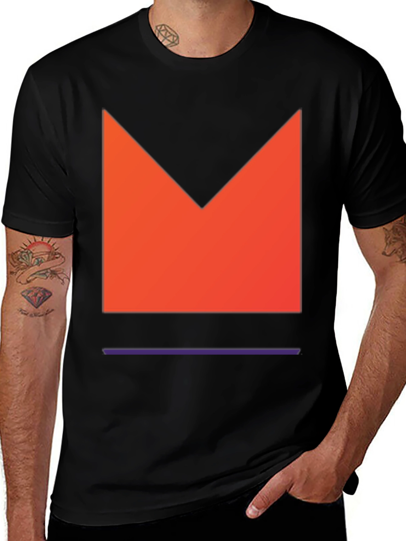 Variant 30 of Modern Orange M Graphic Black T-Shirt