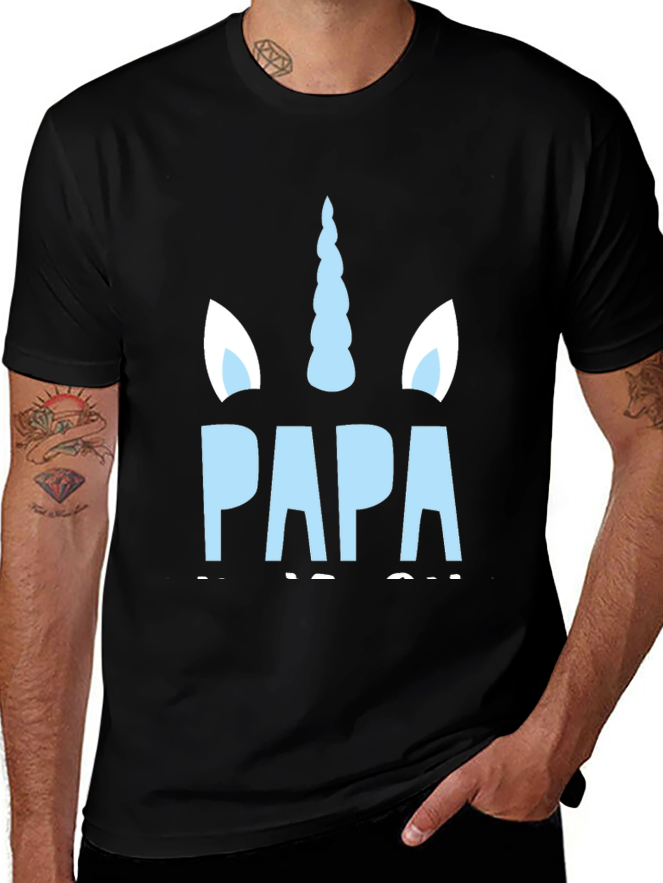 Variant 18 of Unicorn Papa Black T-Shirt - Dad Gift