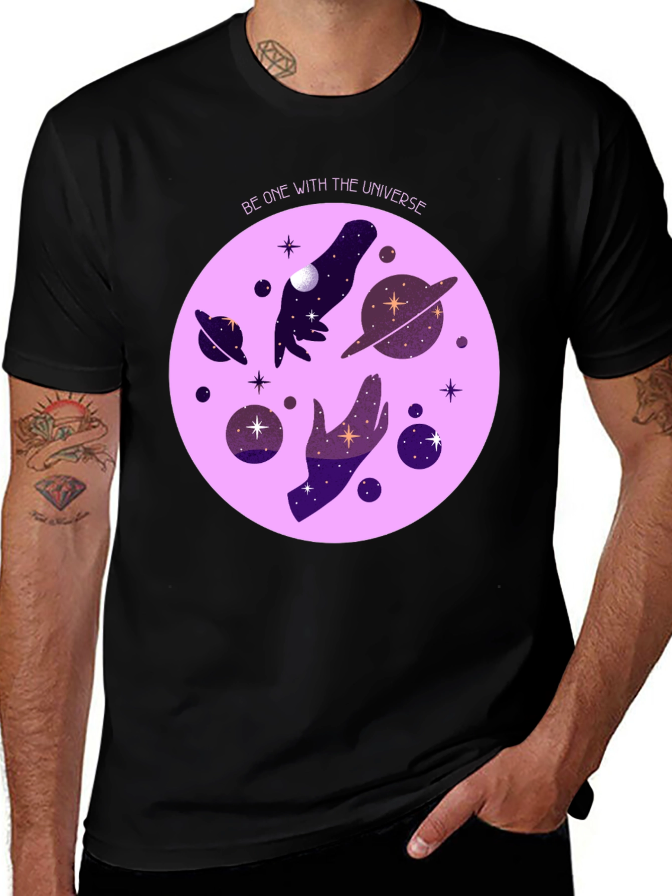 Variant 27 of Cosmic Universe Graphic T-Shirt - Celestial Hands Design