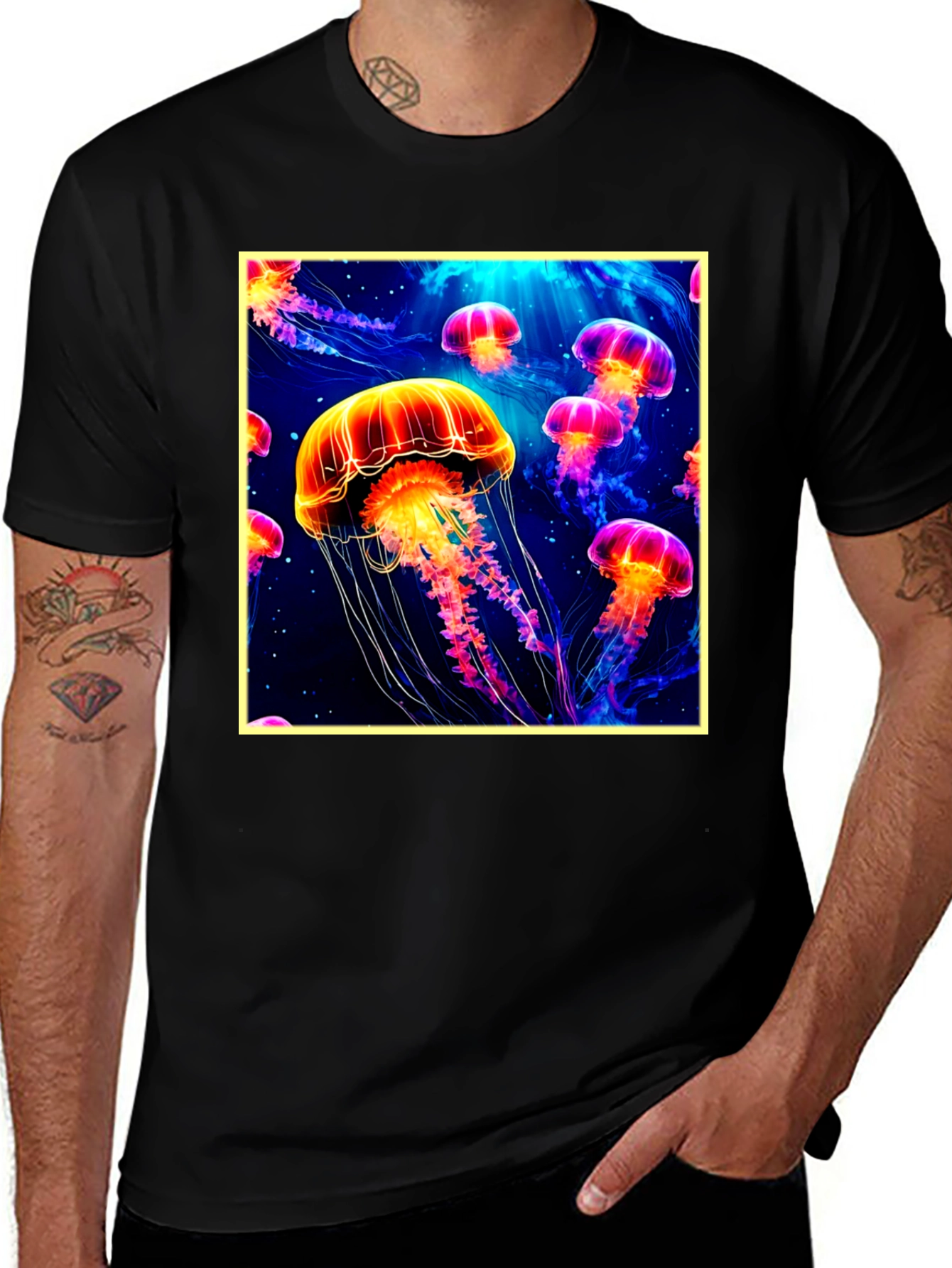 Variant 26 of Jellyfish Print Black T-Shirt