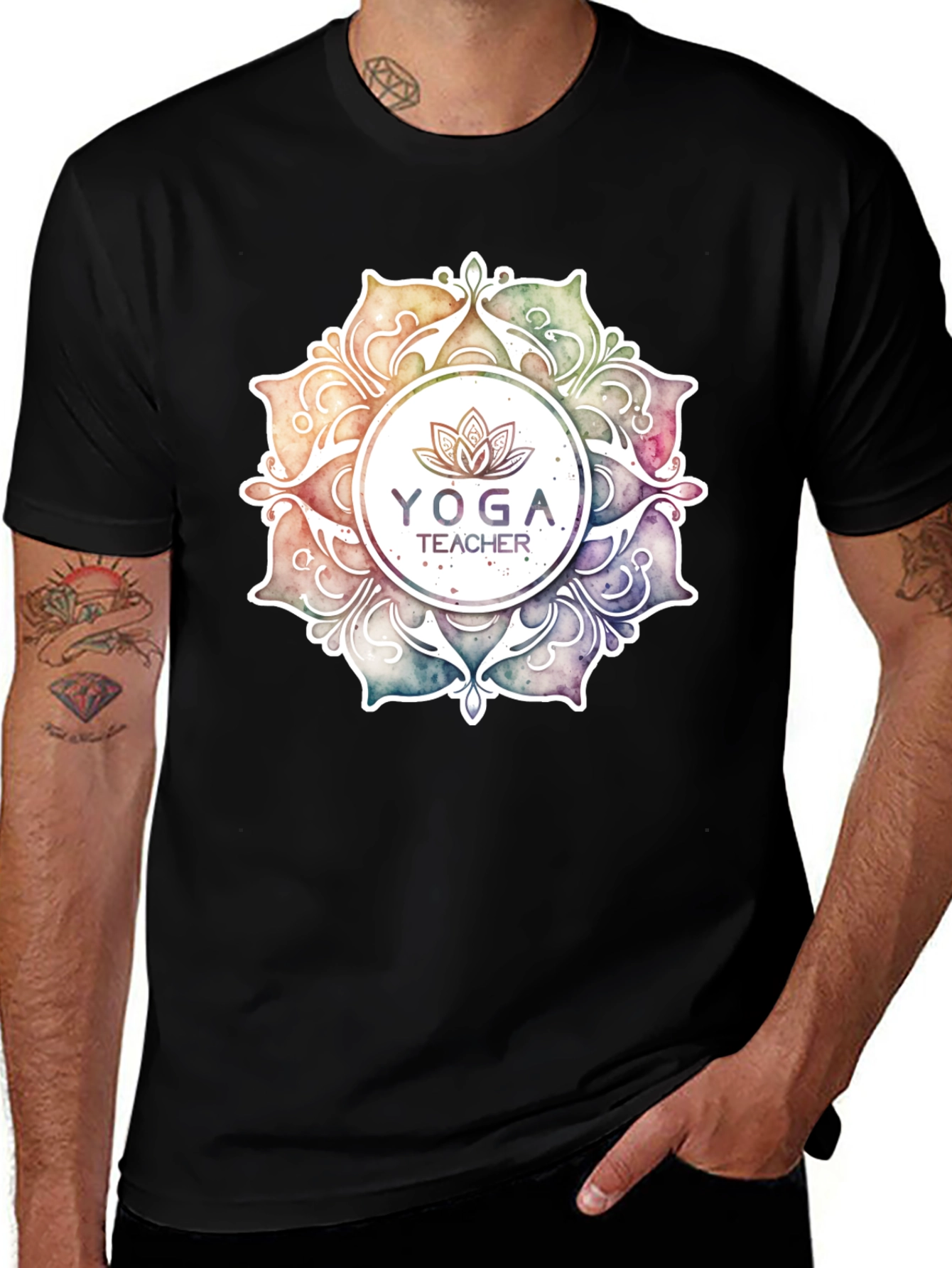 Variant 19 of Yoga Teacher Graphic Black T-Shirt