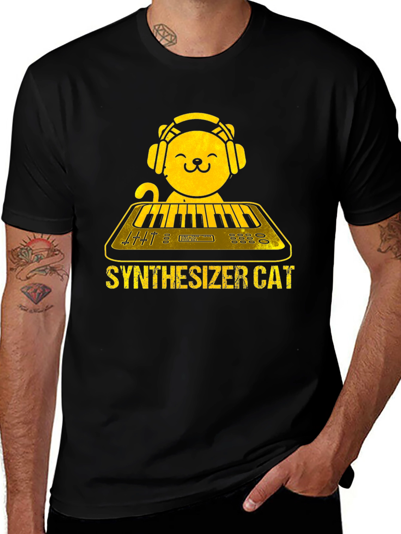 Synthesizer Cat T-Shirt - Music Lover Tee