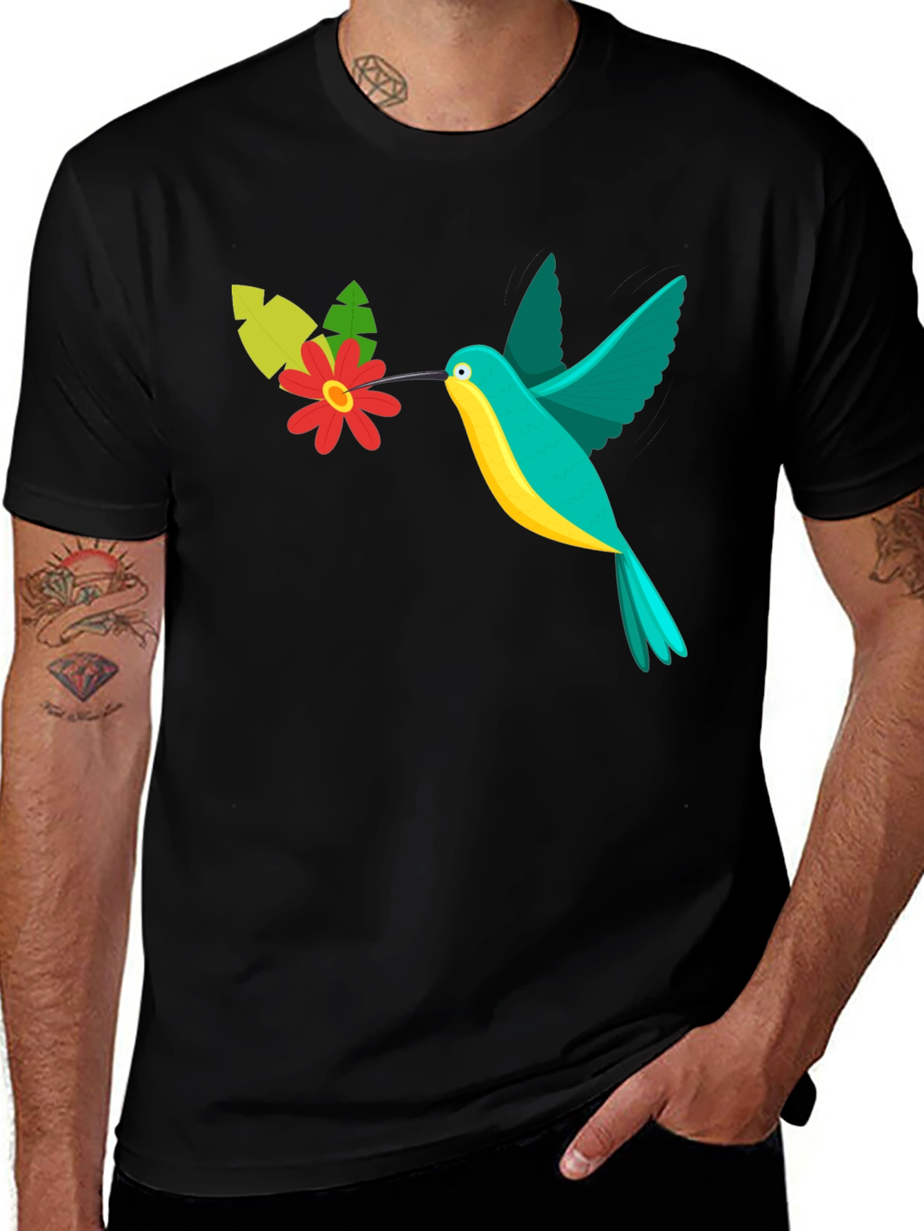Variant 10 of Hummingbird & Flower Graphic T-Shirt