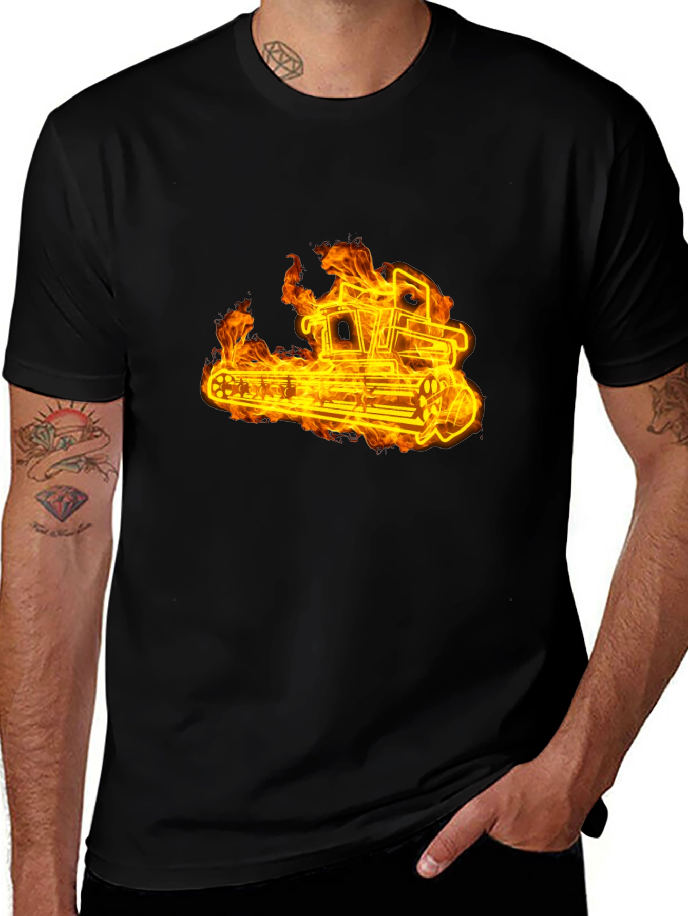 Variant 10 of Fiery Tractor Black T-Shirt