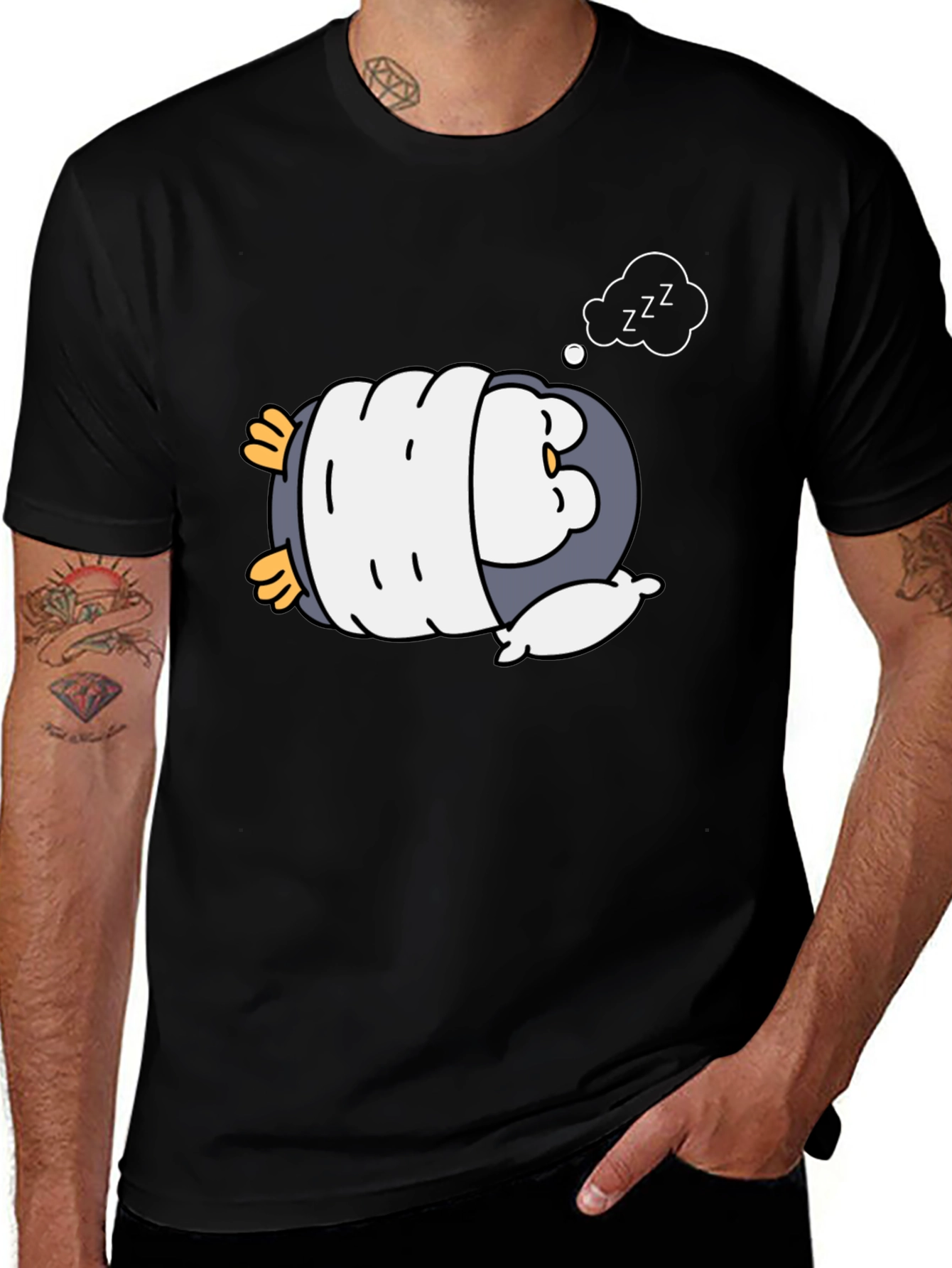 Variant 25 of Sleepy Penguin T-Shirt - Cozy Cartoon Style