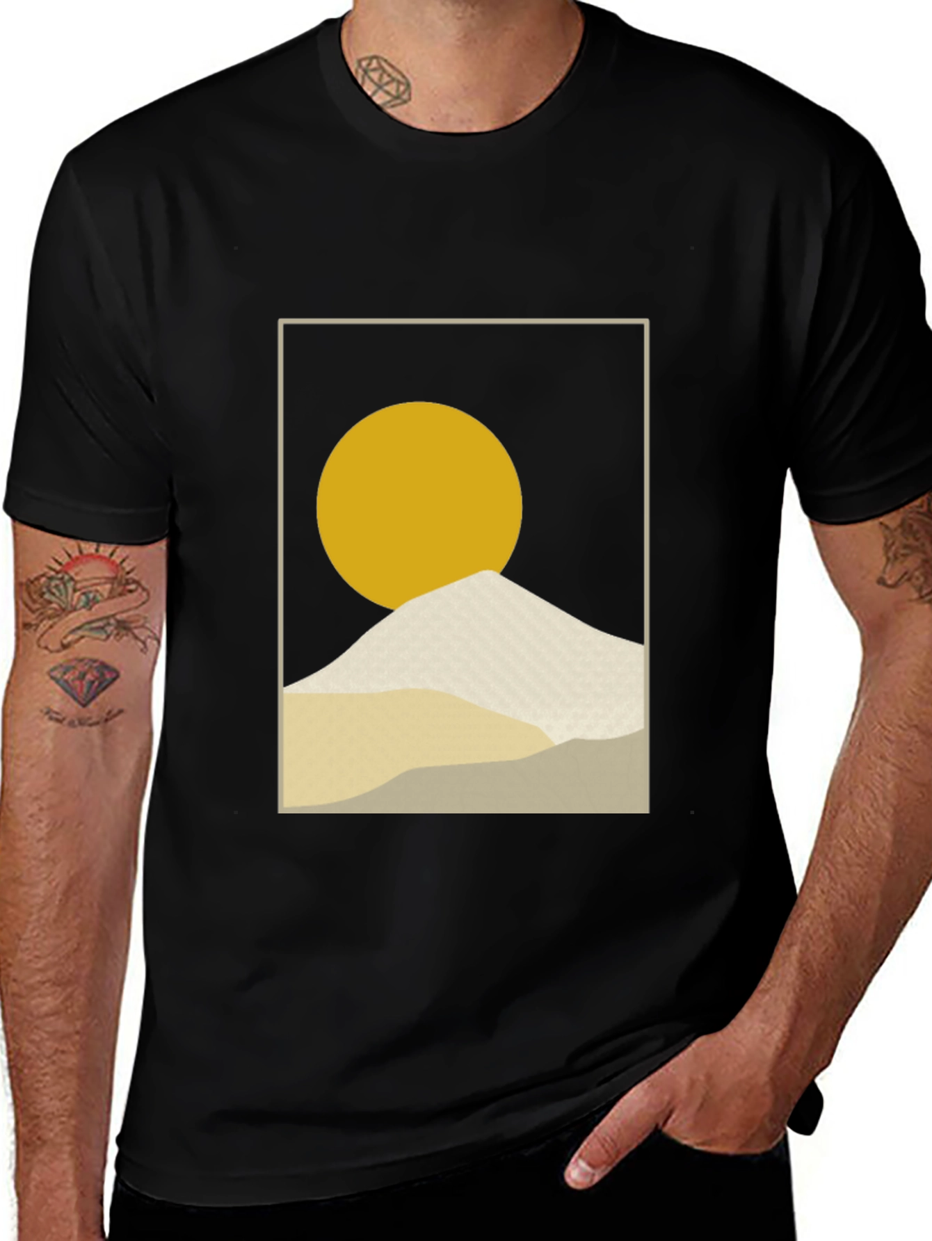 Variant 9 of Minimalist Sun & Mountain Graphic T-Shirt