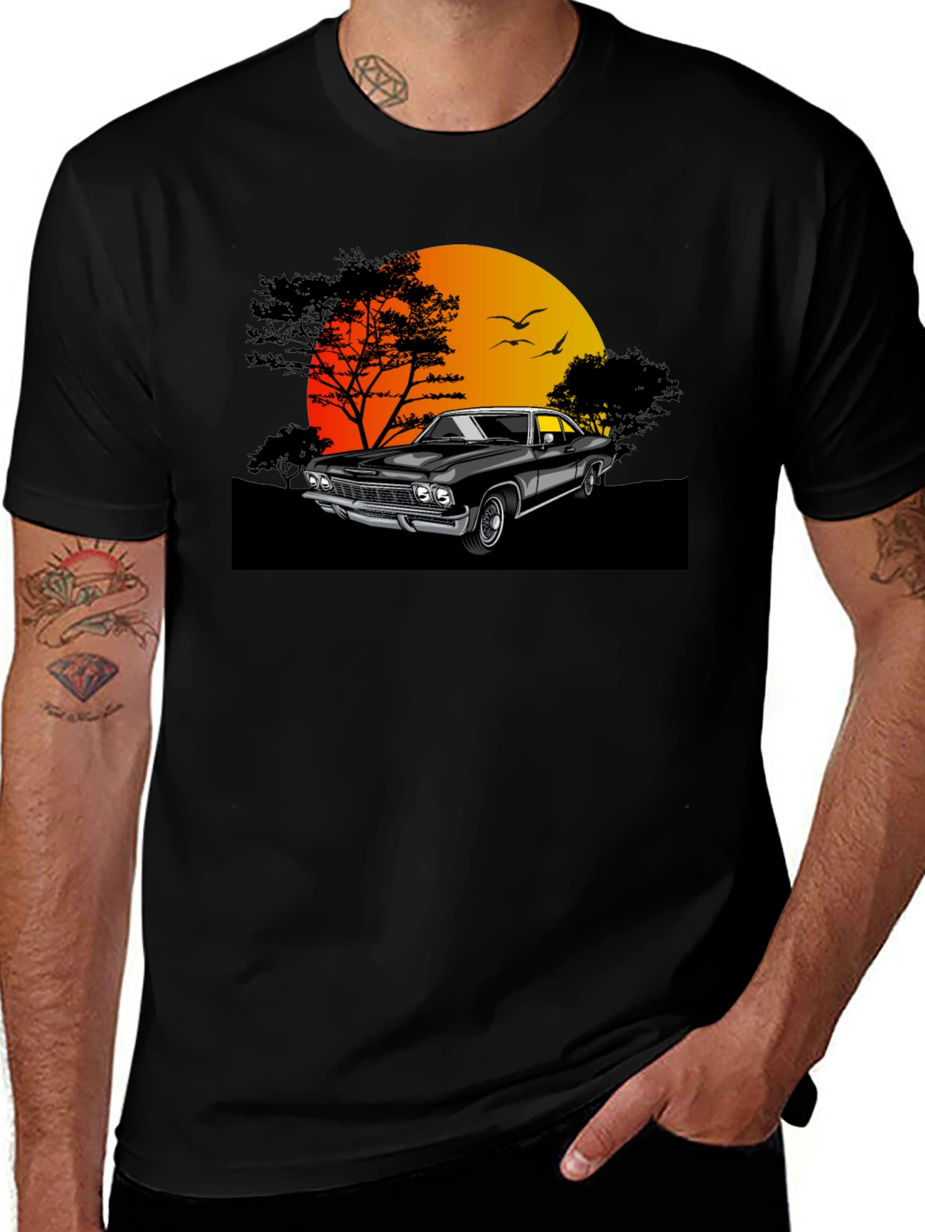Variant 21 of Classic Car Sunset Graphic T-Shirt