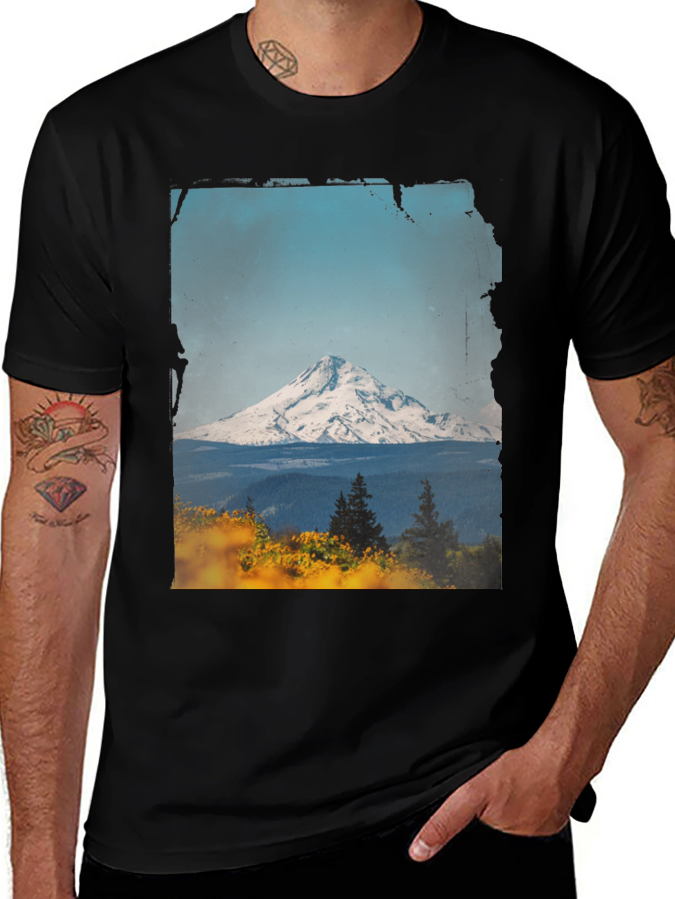 Black Mountain View Graphic Tee - Black Casual Shirt main image