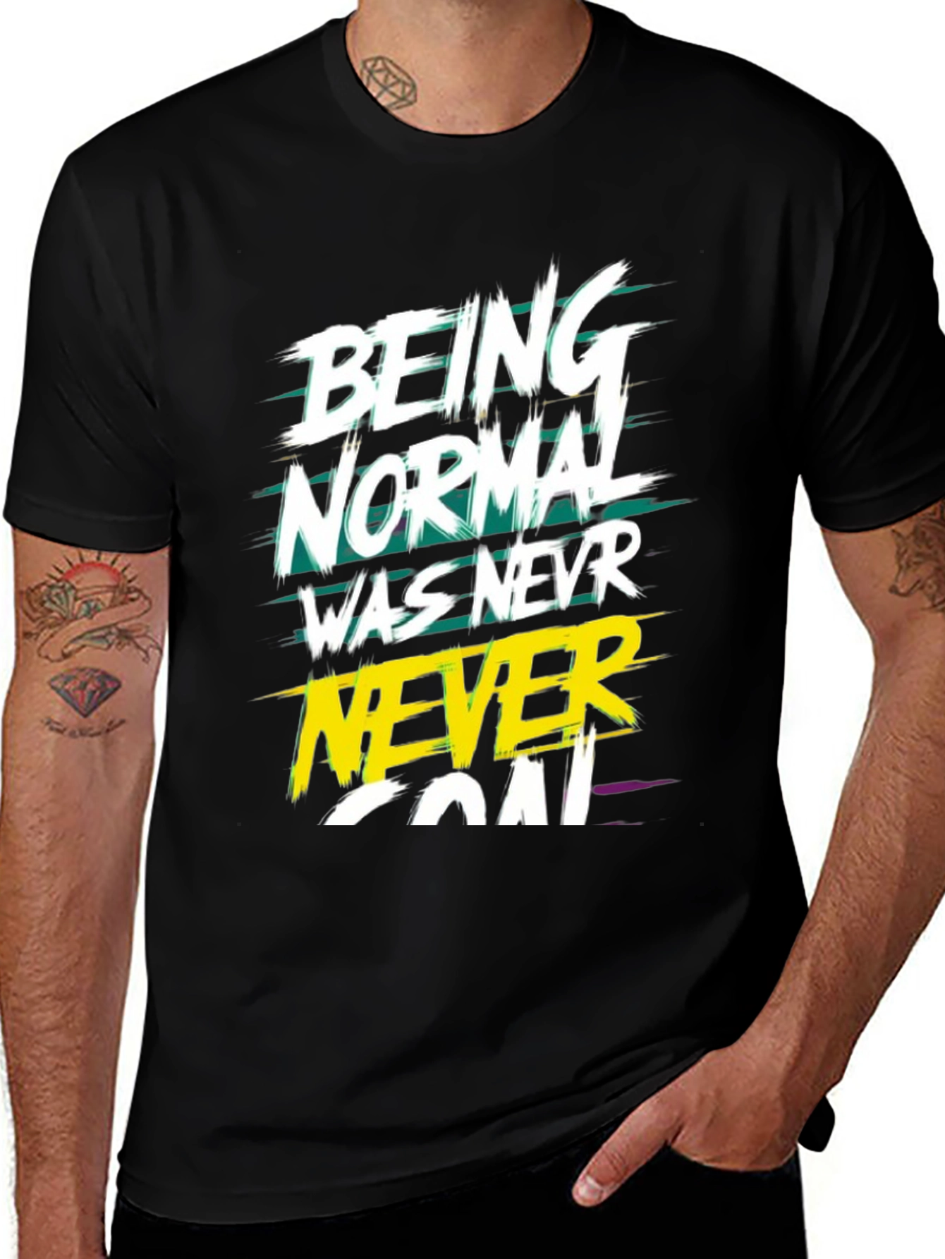 Black Being Normal Graphic T-Shirt - Black Tee main image