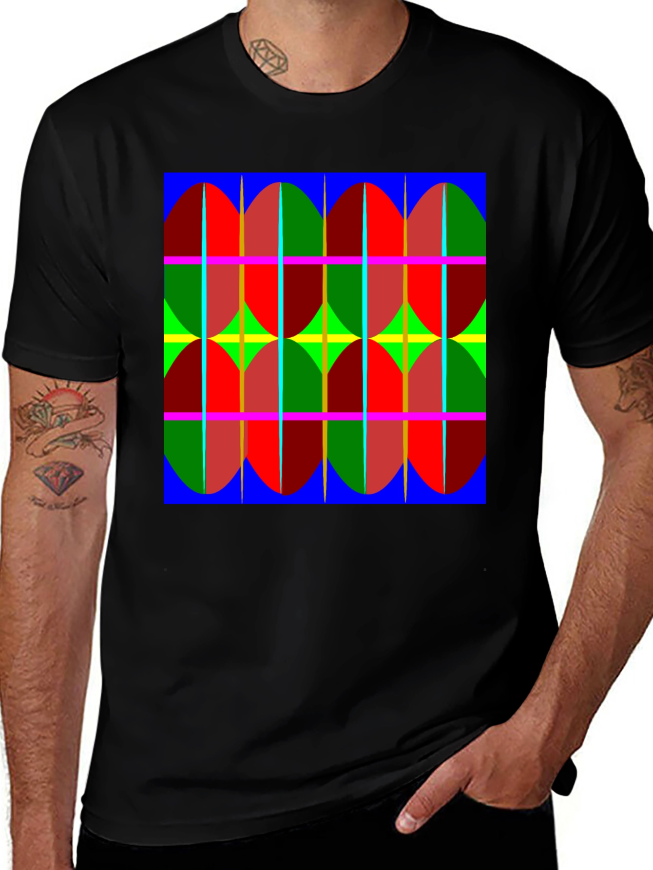 Black Abstract Pattern Tee: Bold, Modern Design T-Shirt main image