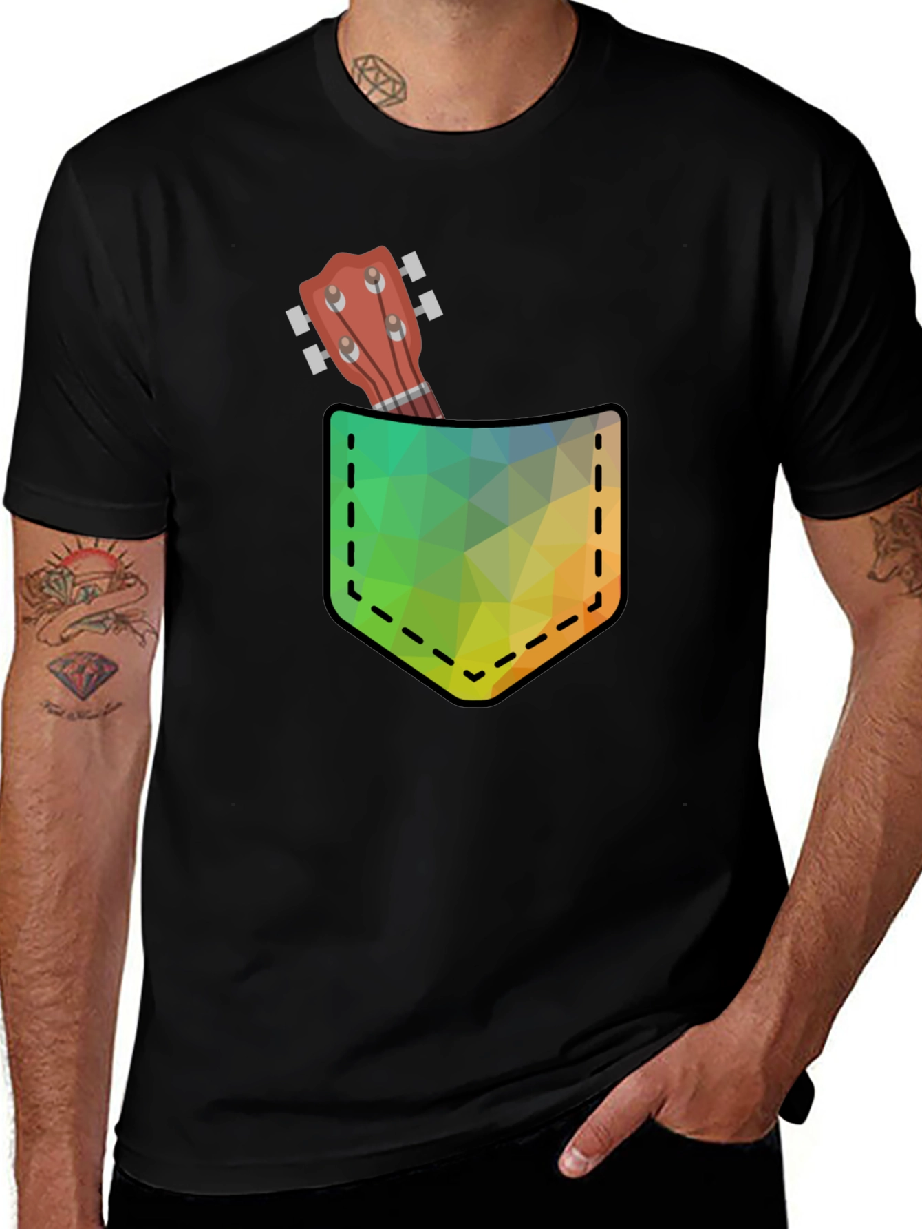 Variant 12 of Ukulele Pocket Graphic T-Shirt - Cool Design