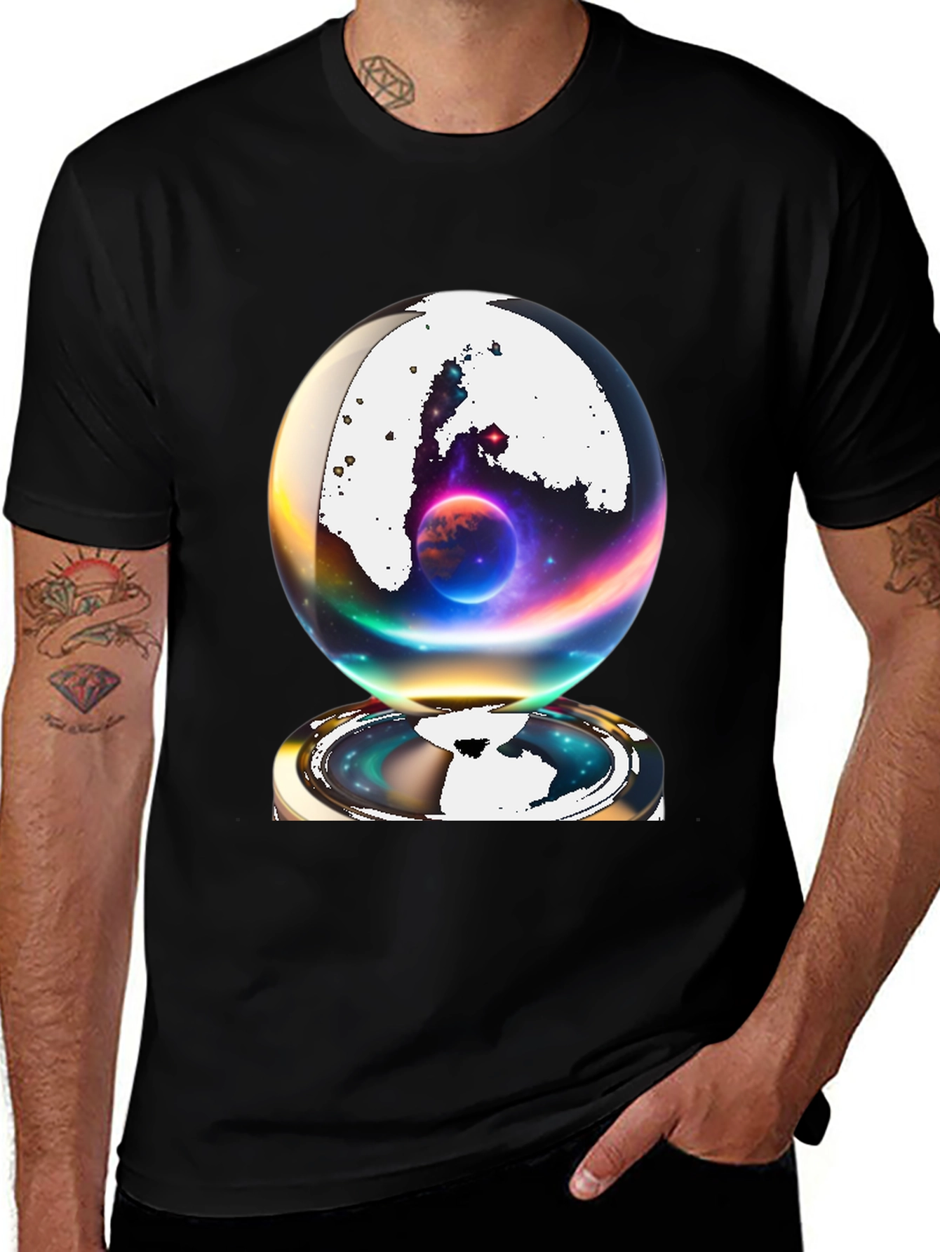 Variant 29 of Cosmic Globe Graphic Tee - Black