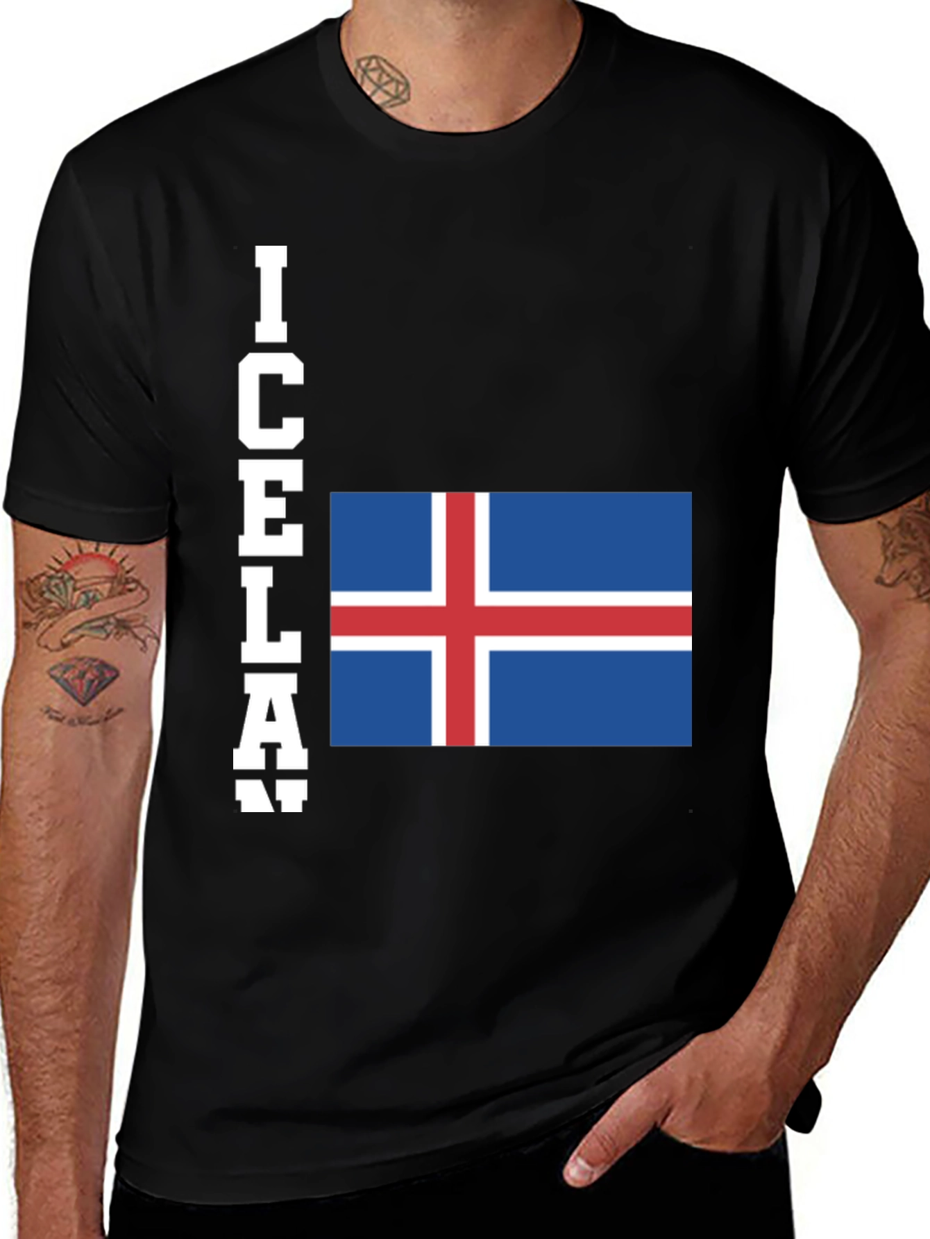 Variant 15 of Iceland Flag T-Shirt - Black Graphic Tee