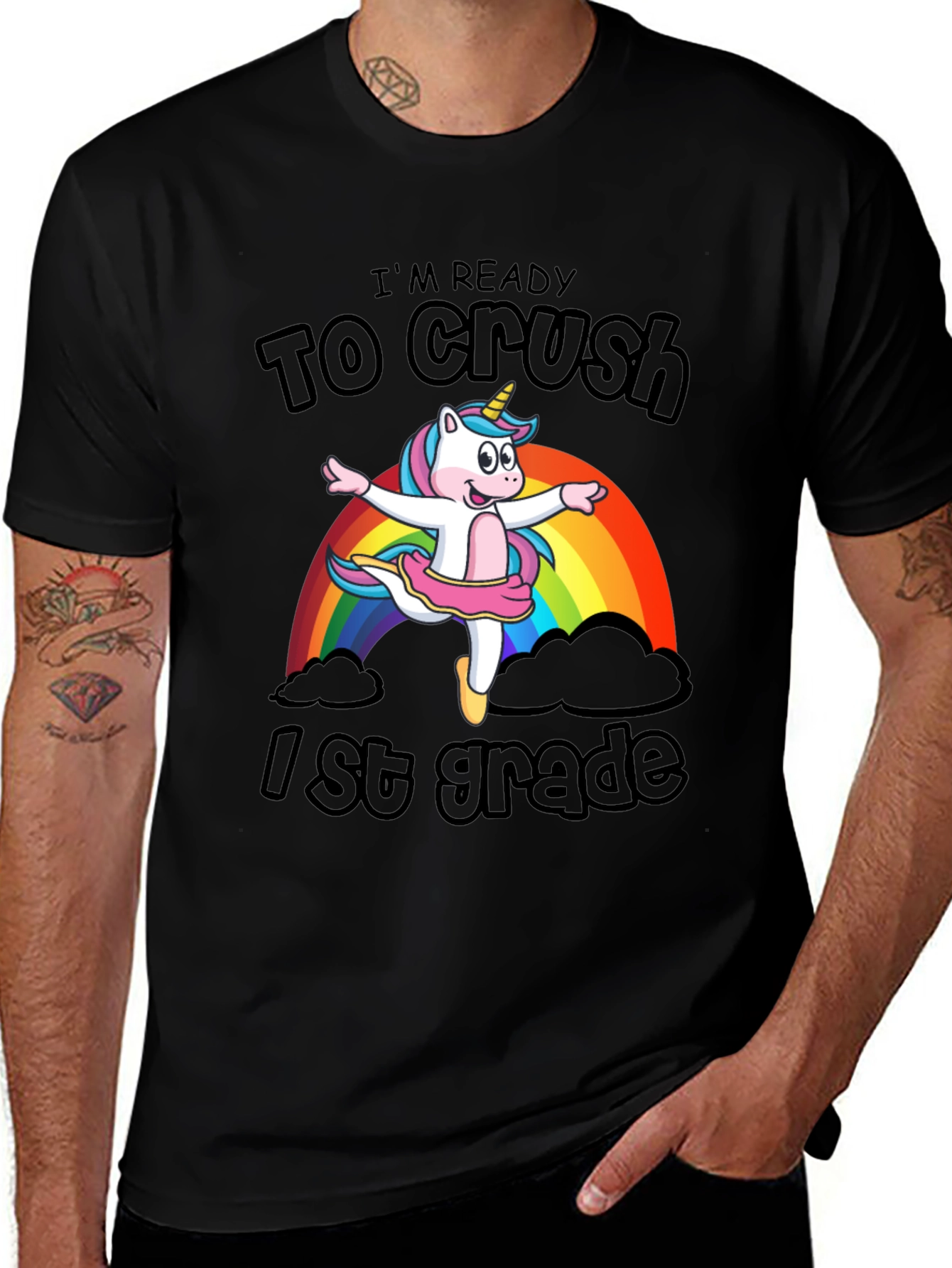 Black I'm Ready to Crush 1st Grade Unicorn T-Shirt main image