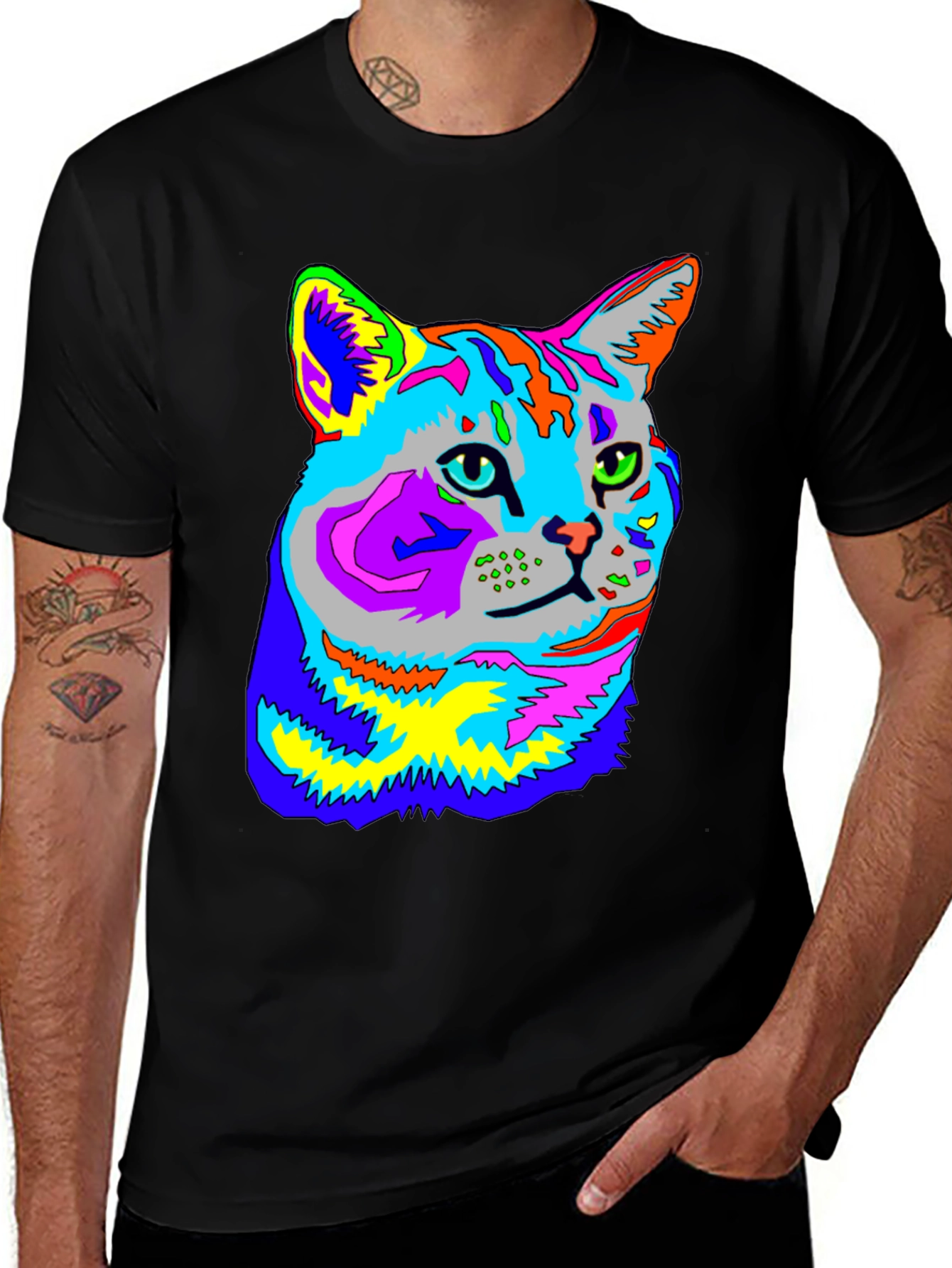 Variant 26 of Vibrant Cat Graphic Tee - Unique Animal Lover Shirt