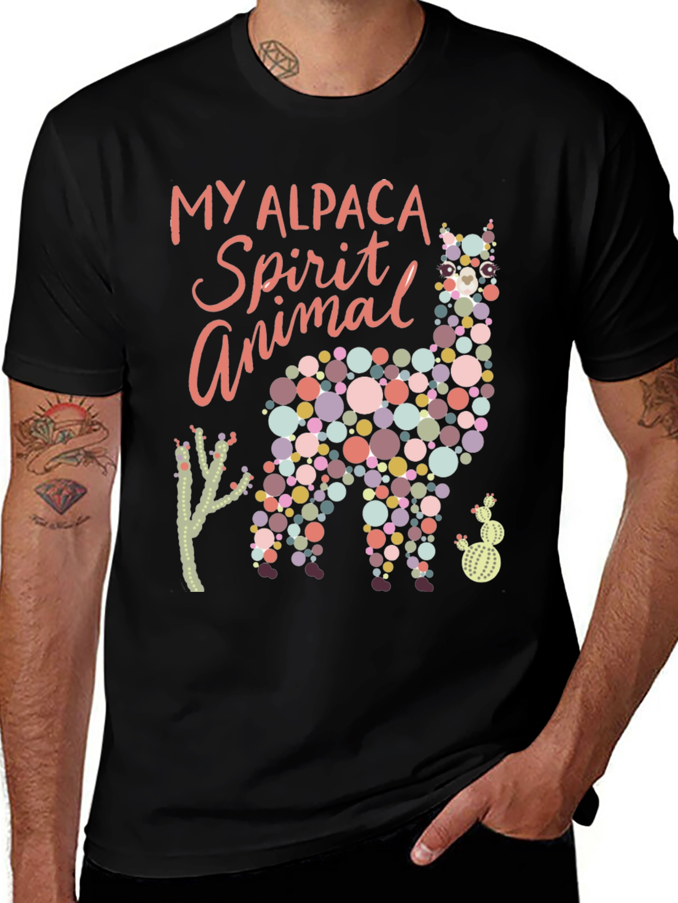Variant 26 of Alpaca Spirit Animal Graphic Tee - Black