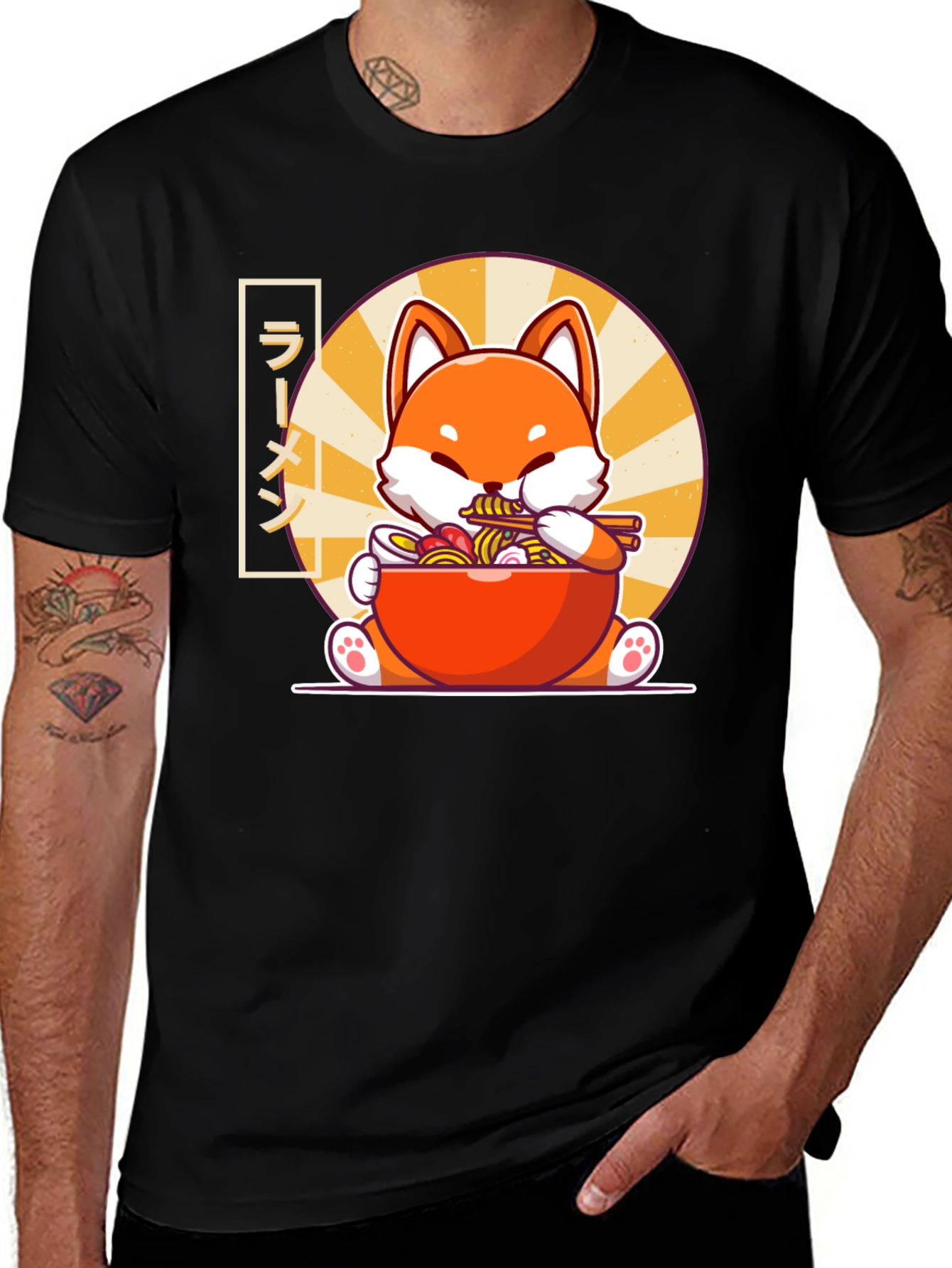 Variant 27 of Ramen Fox T-Shirt - Cute Anime Graphic Tee