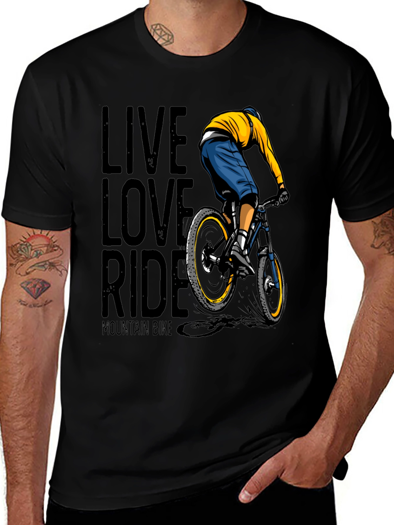 Variant 2 of Live Love Ride Mountain Bike Graphic T-Shirt