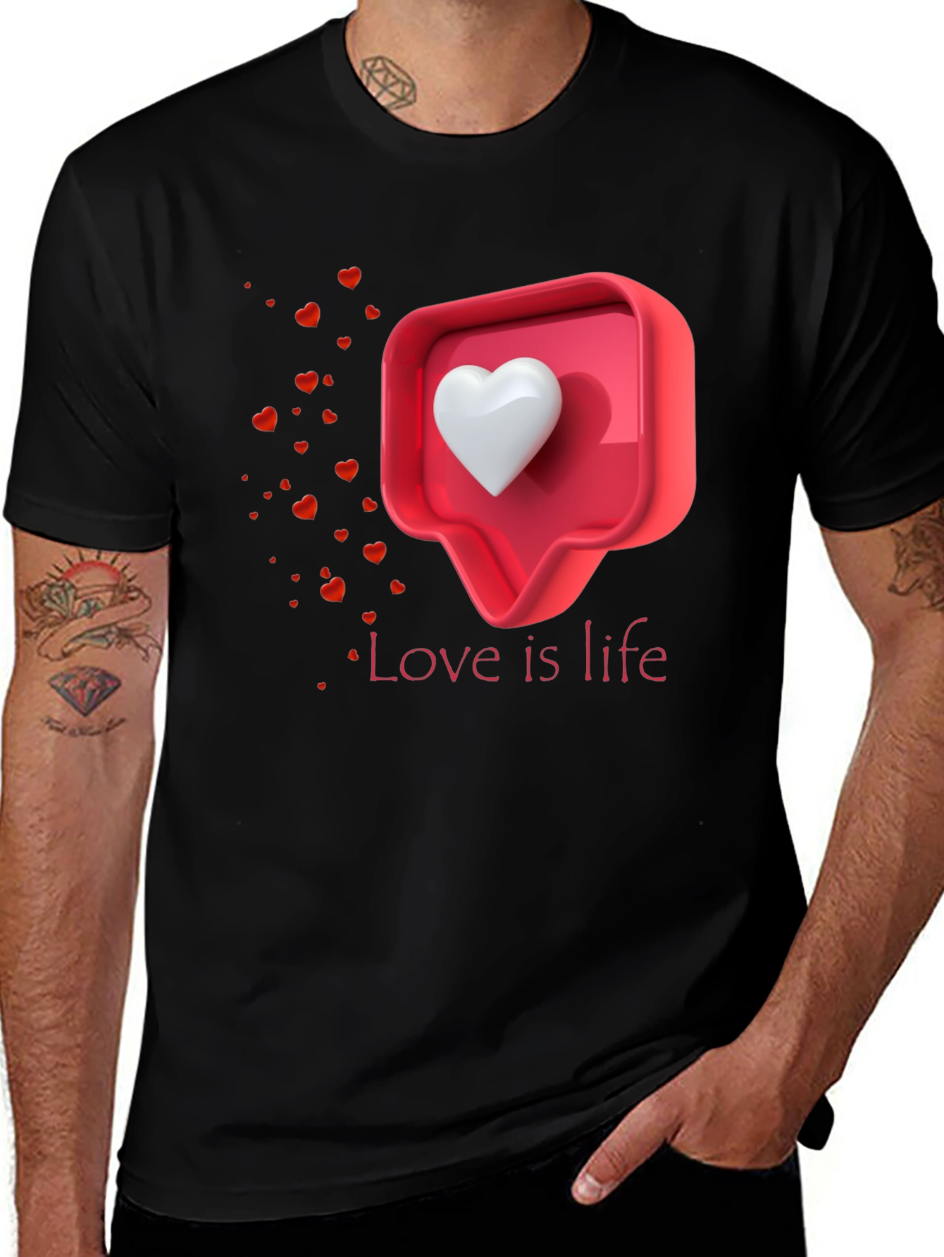 Variant 14 of Love is Life Graphic T-Shirt - Trendy Casual Tee