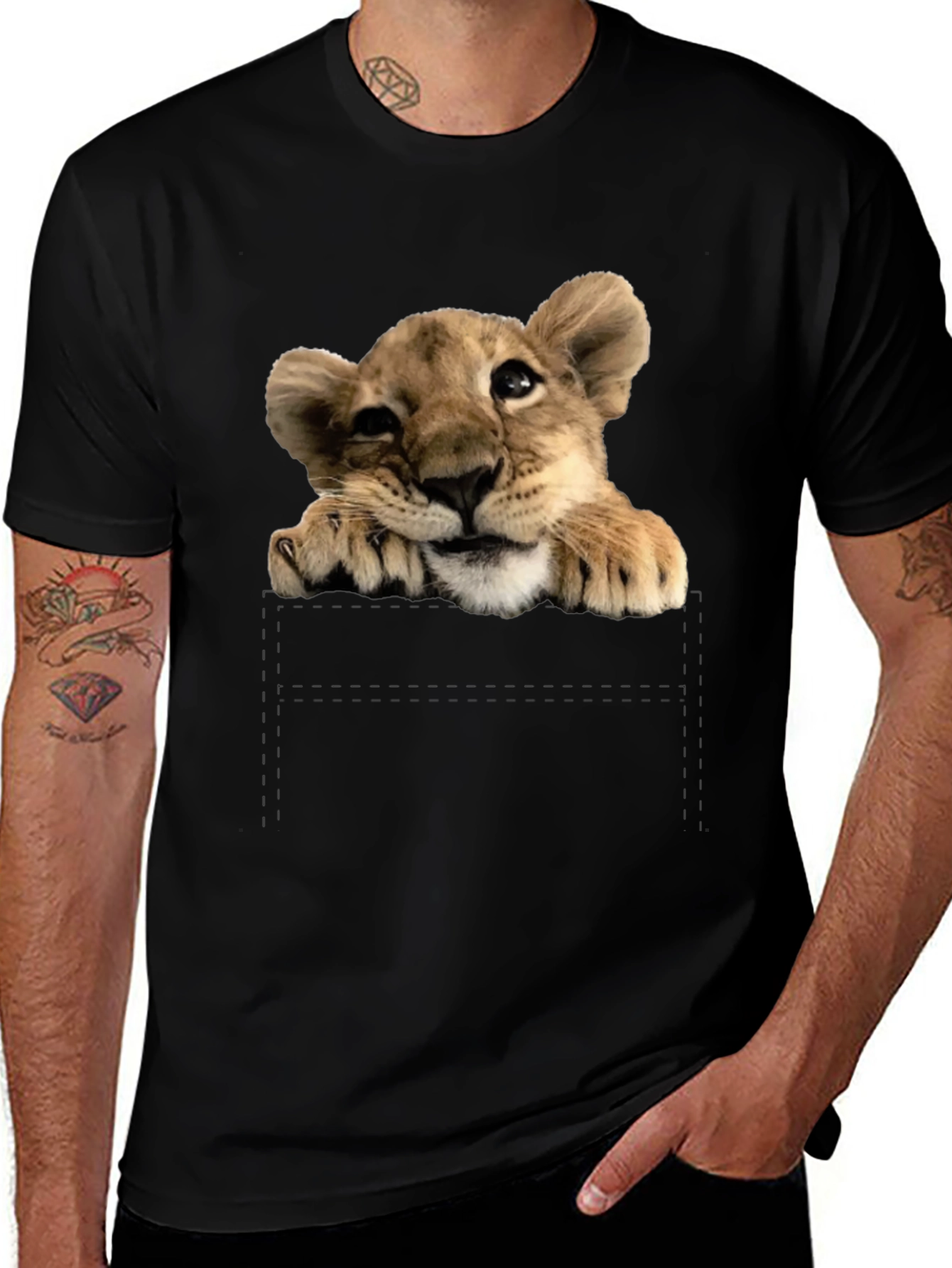 Variant 18 of Cute Lion Cub T-Shirt: Pocket Design