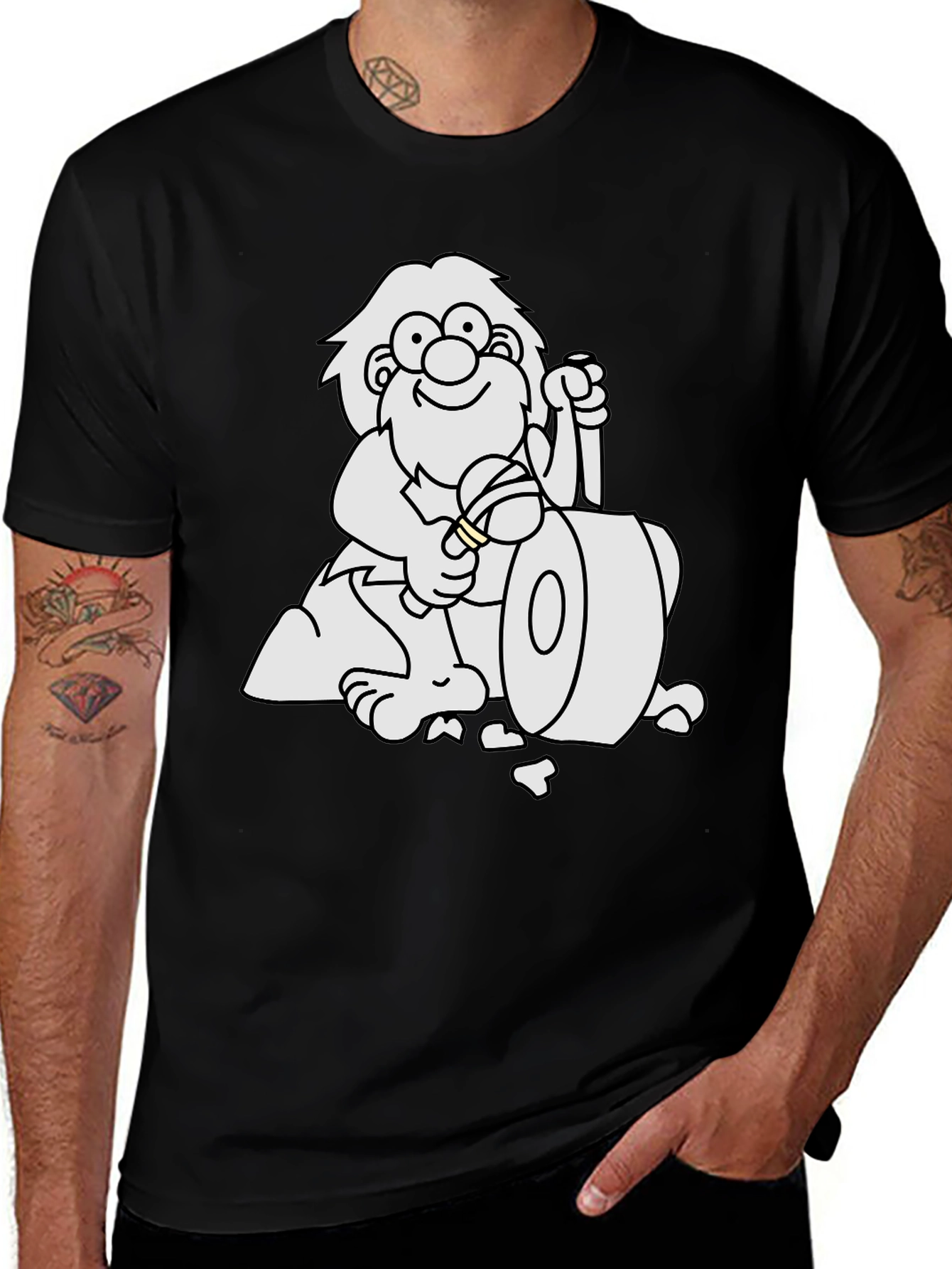 Variant 18 of Cartoon Caveman Club Black T-Shirt