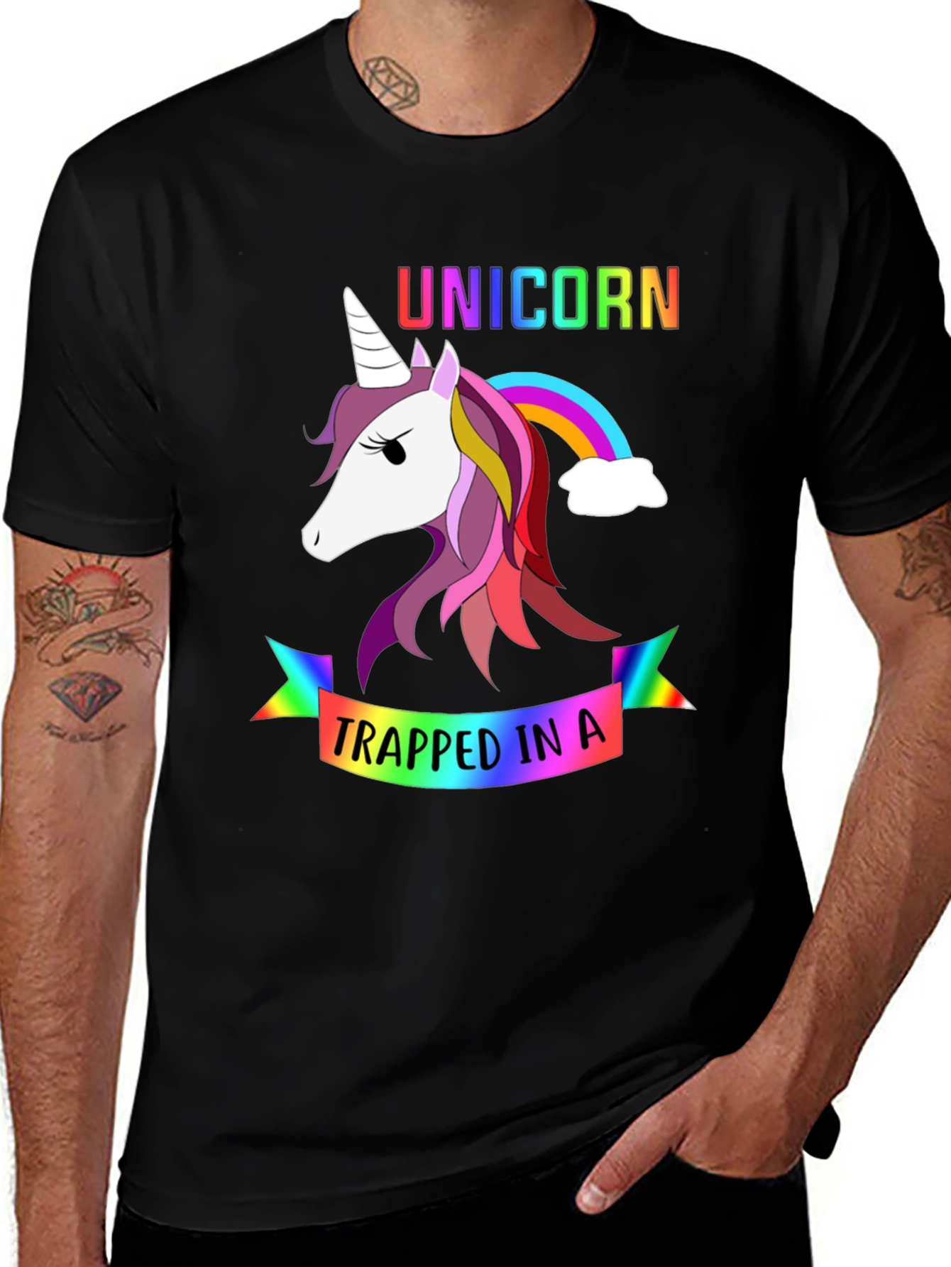 Variant 11 of Unicorn Trapped Rainbow Graphic T-Shirt