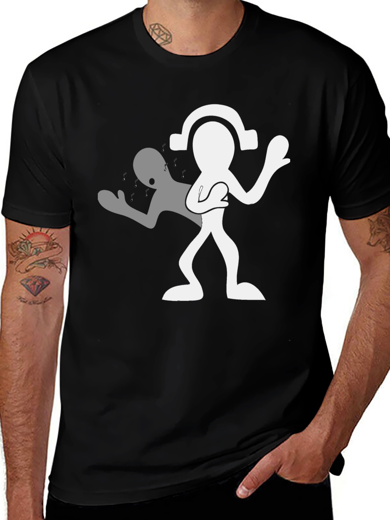 Black Man in Black Tee with Silhouetted Figure main image