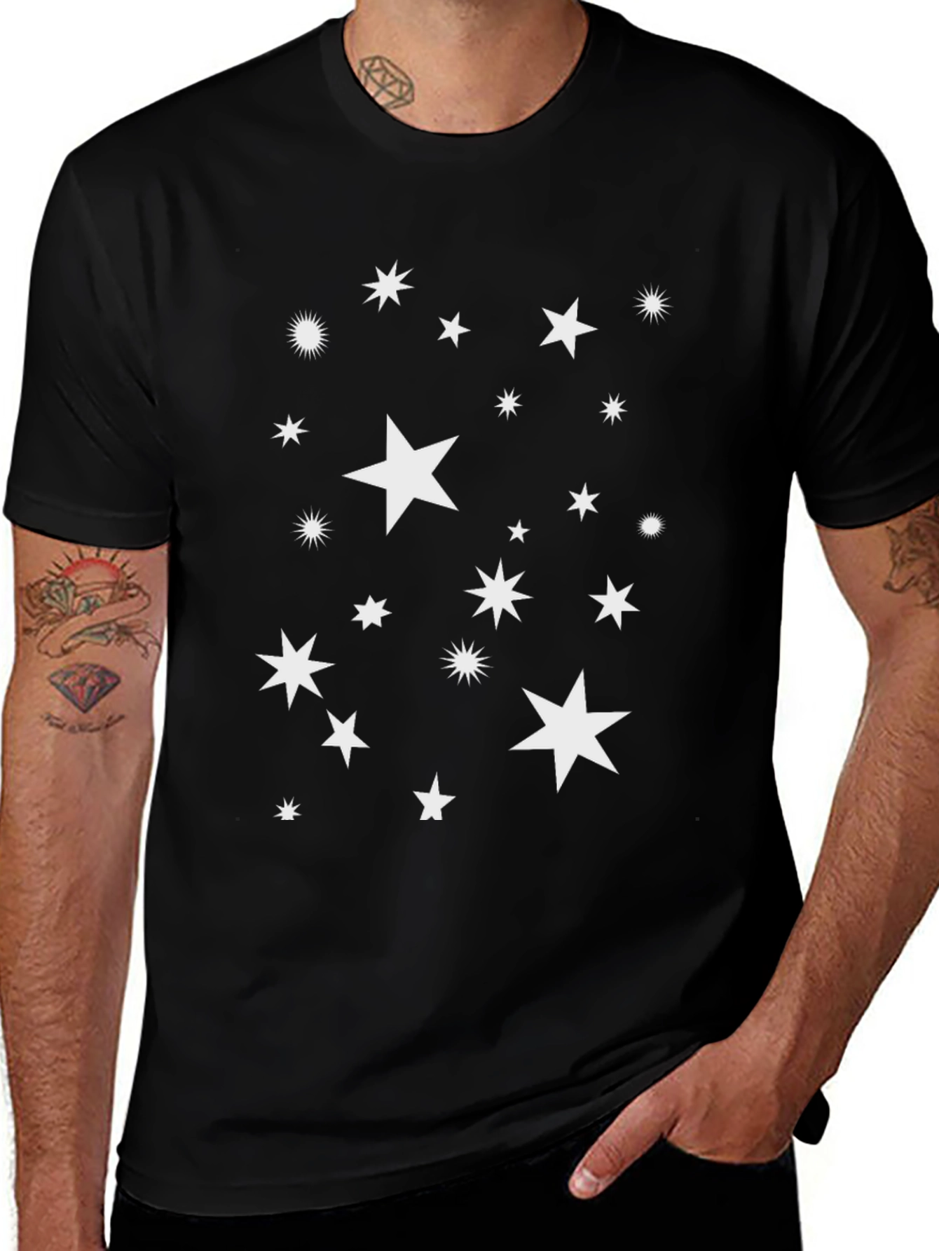 Variant 18 of Starry Night Graphic Tee - Unisex Black T-Shirt