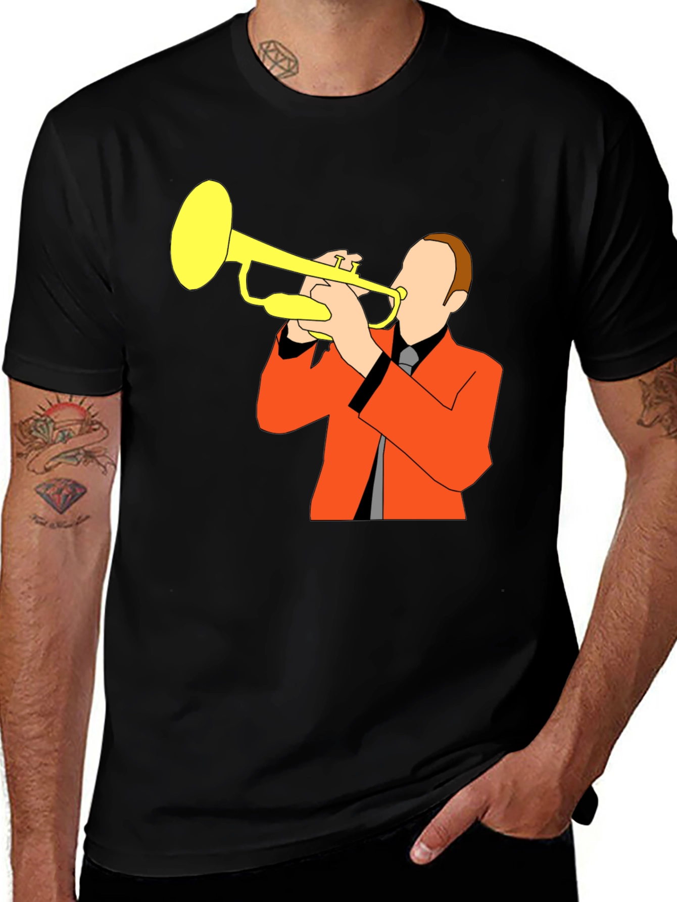Variant 8 of Trumpet Player Graphic Tee - Stylish Music Lover Shirt