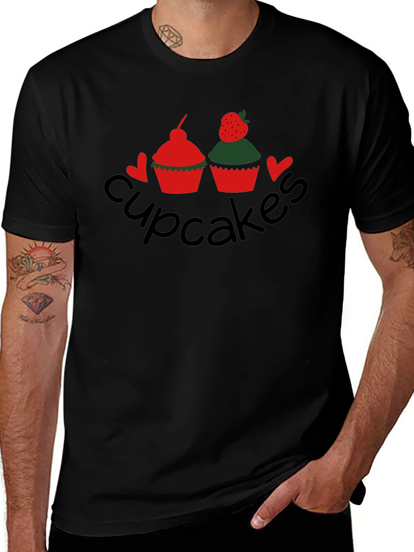 Black Cupcakes Graphic Tee - Black Crew Neck T-Shirt main image