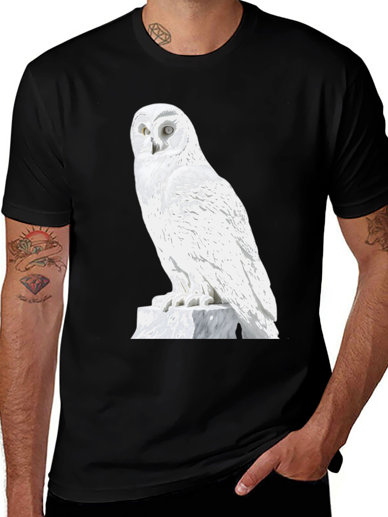Variant 9 of Owl Graphic Tee - Cool Black T-Shirt