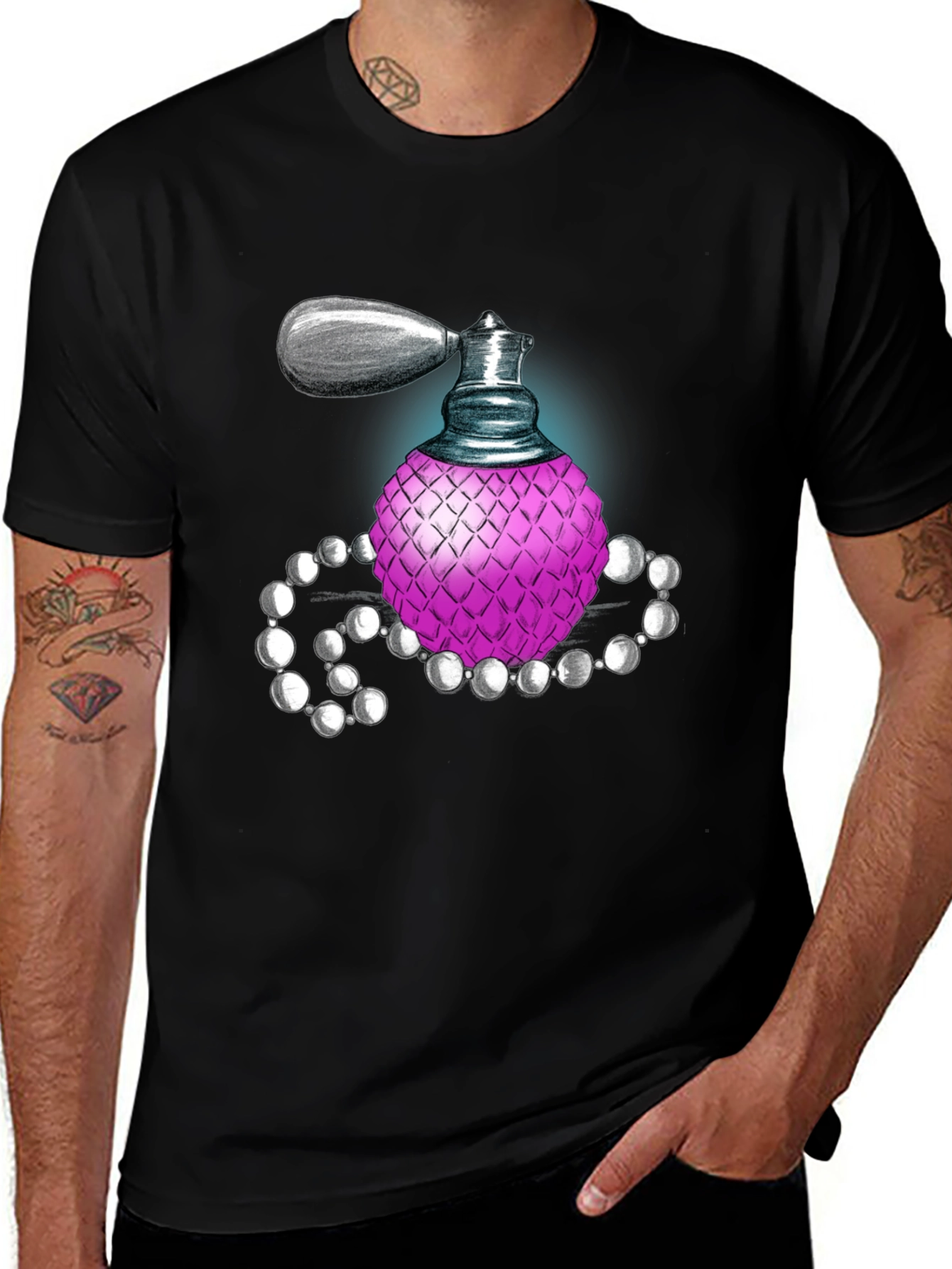 Variant 24 of Perfume Bottle Graphic Tee - Black Cotton Blend
