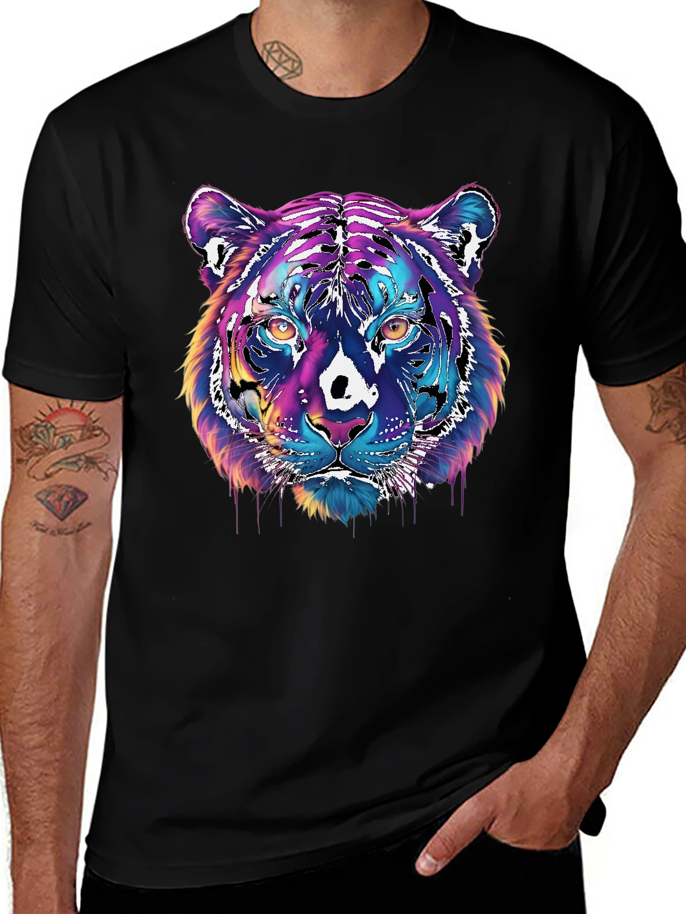 Variant 13 of Vivid Tiger Graphic T-Shirt - Black
