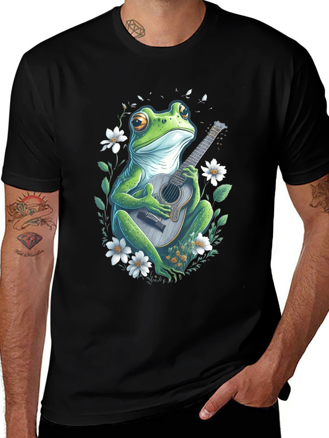 Variant 5 of Frog Guitarist Graphic Tee - Unique Black T-Shirt