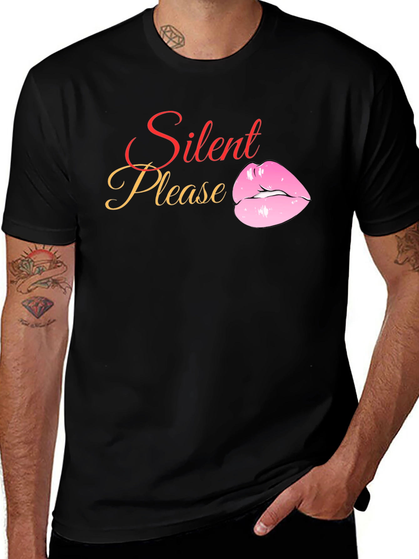 Variant 20 of Silent Please Black Graphic Tee