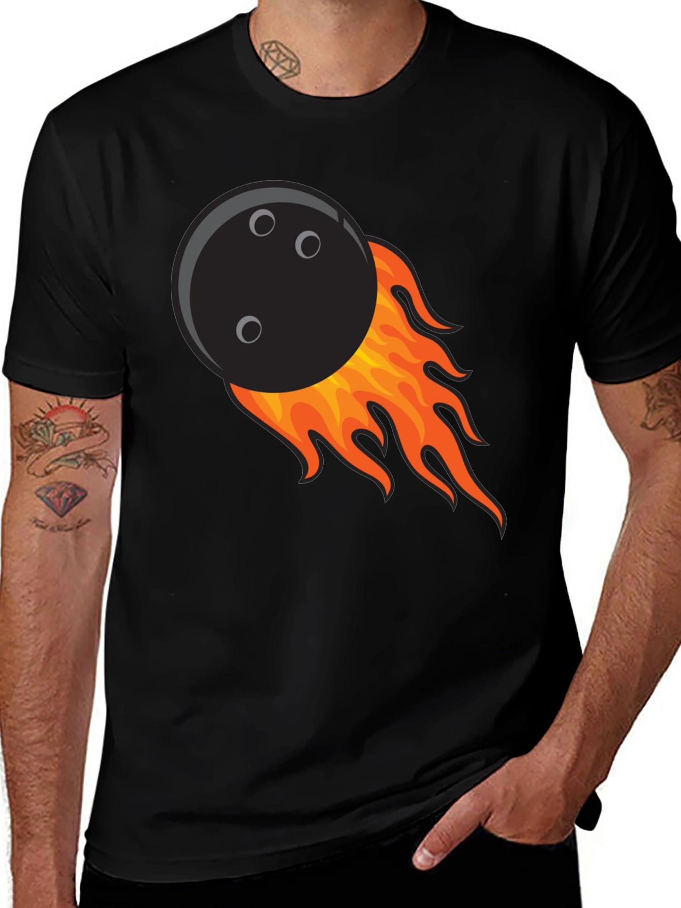 Variant 26 of Flaming Bowling Ball Graphic Tee - Cool Strike!